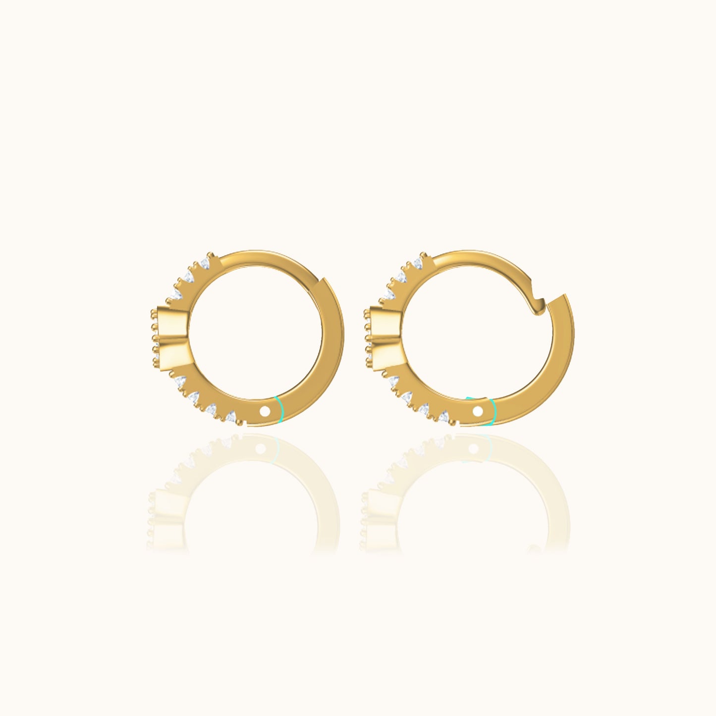 Mini Blue Eyes Gold Enlightened Spirit Tiny CZ Evil Eye Huggie Hoop Earrings by Doviana