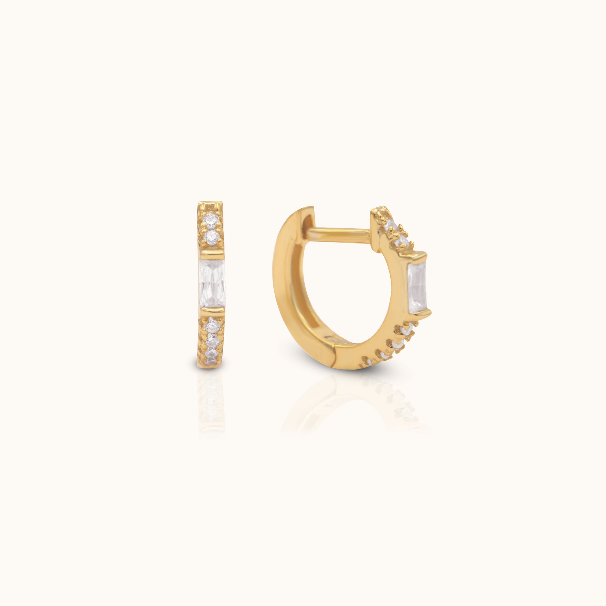 CZ Horseshoe Hoop Earrings Petite CZ Embellished Gold Cartilage Huggie Hoops by Doviana