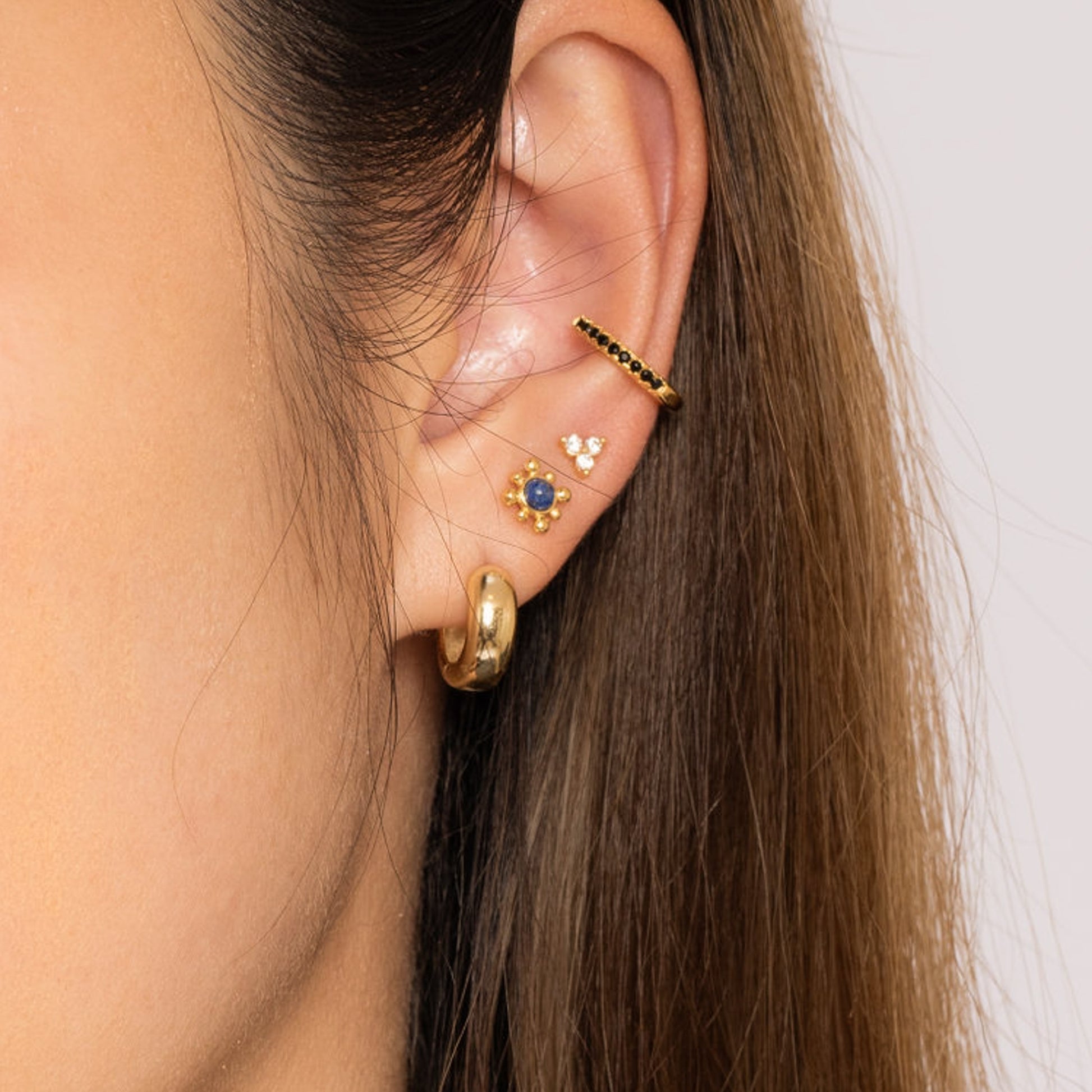 Chunky Hoop Earrings Small Polished Smooth Gold Hinged Tube Huggie Hoops by Doviana