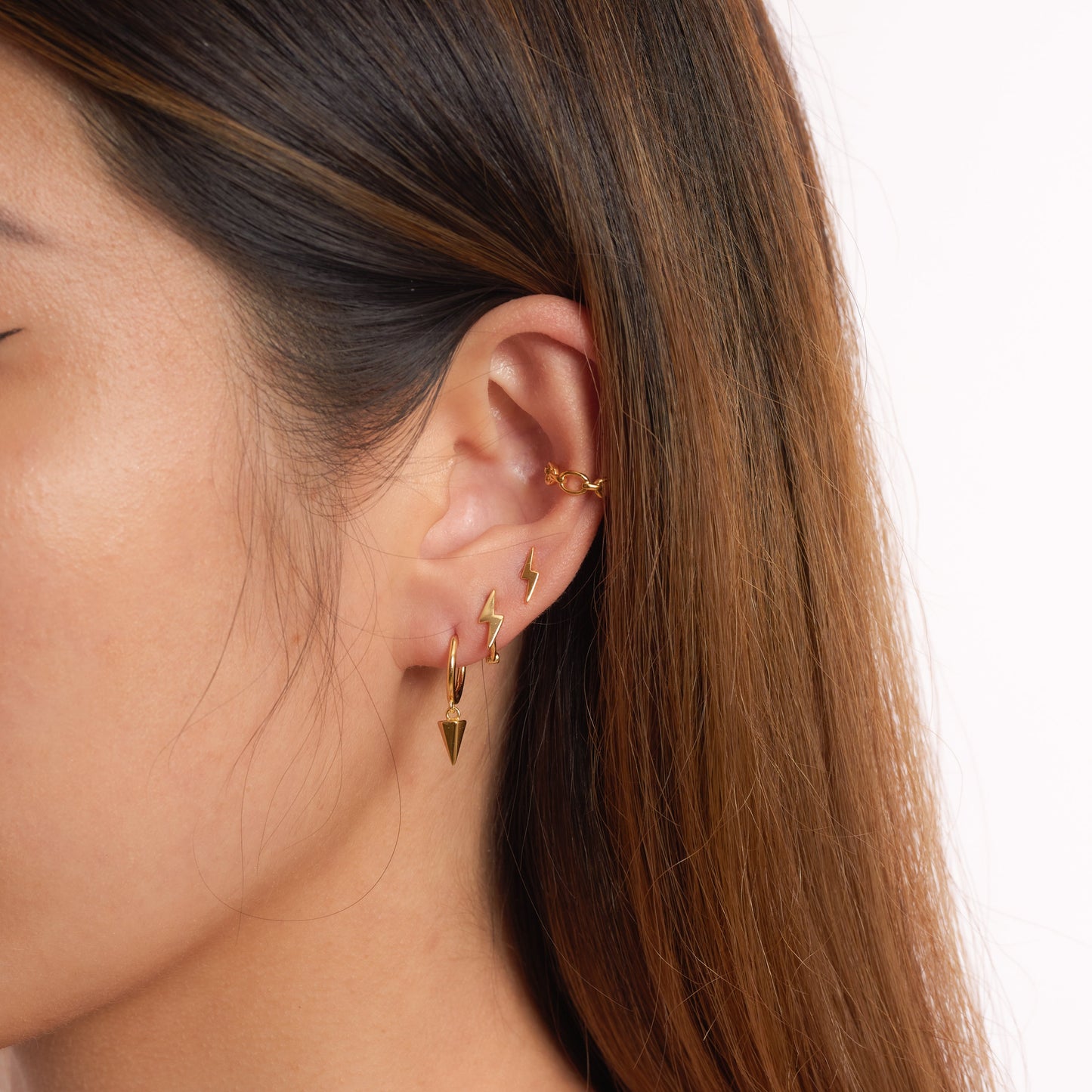 Gothic Spike Hoop Earrings Edgy Sleek Charm Dangle Gold Huggie Hoops by Doviana