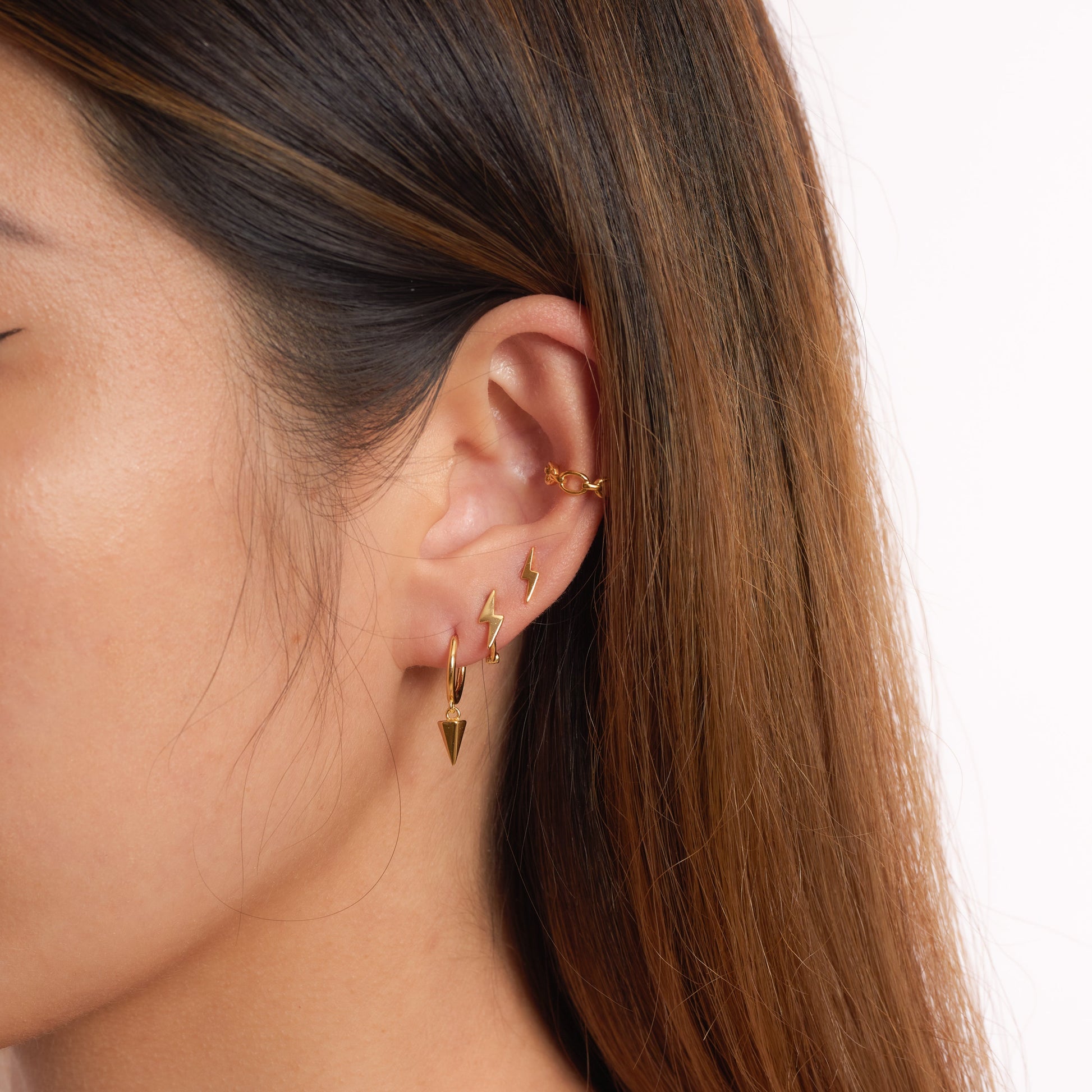 Gothic Spike Hoop Earrings Edgy Sleek Charm Dangle Gold Huggie Hoops by Doviana
