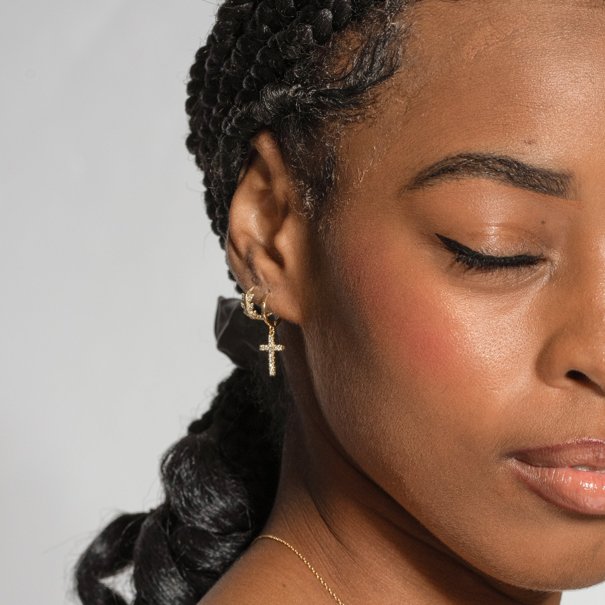 Olive Branch Diamond Huggie Hoop Earrings Gold Leaves Hoops by Doviana