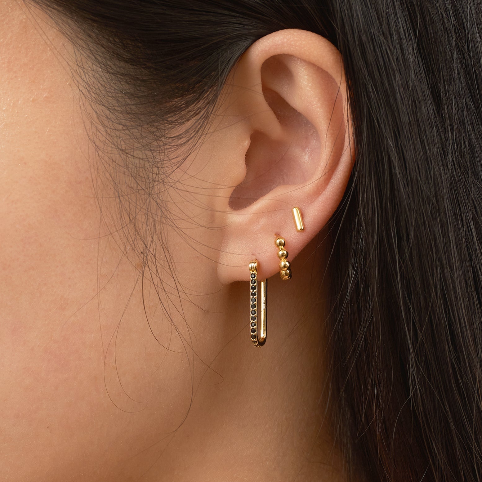 Classic Bar Studs Earrings Mini Petite Charm Single Row Tiny Gold Bar by Doviana