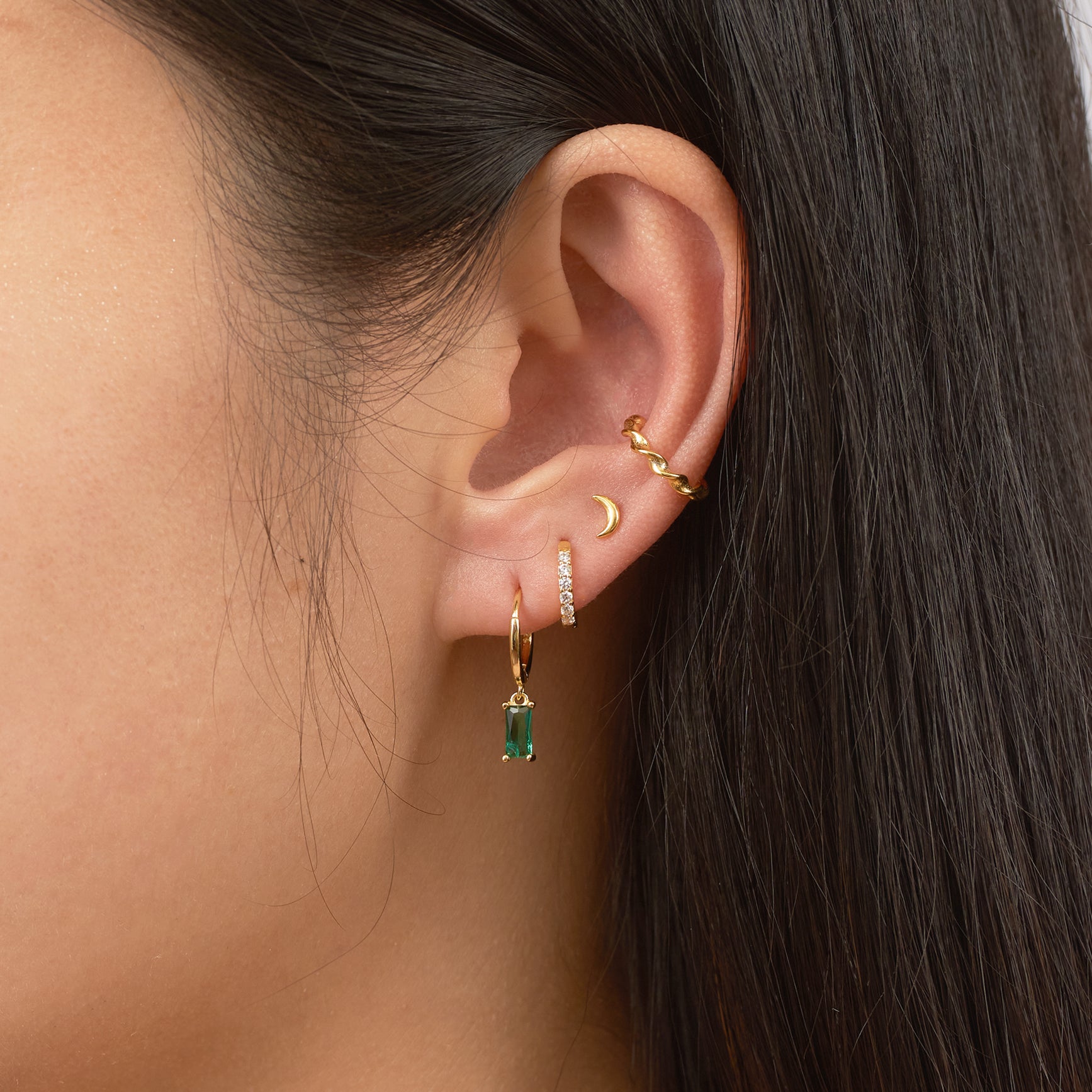 Petite Moon Gold Celestial Tiny Crescent Studs Mini Moon Stud Earrings by Doviana
