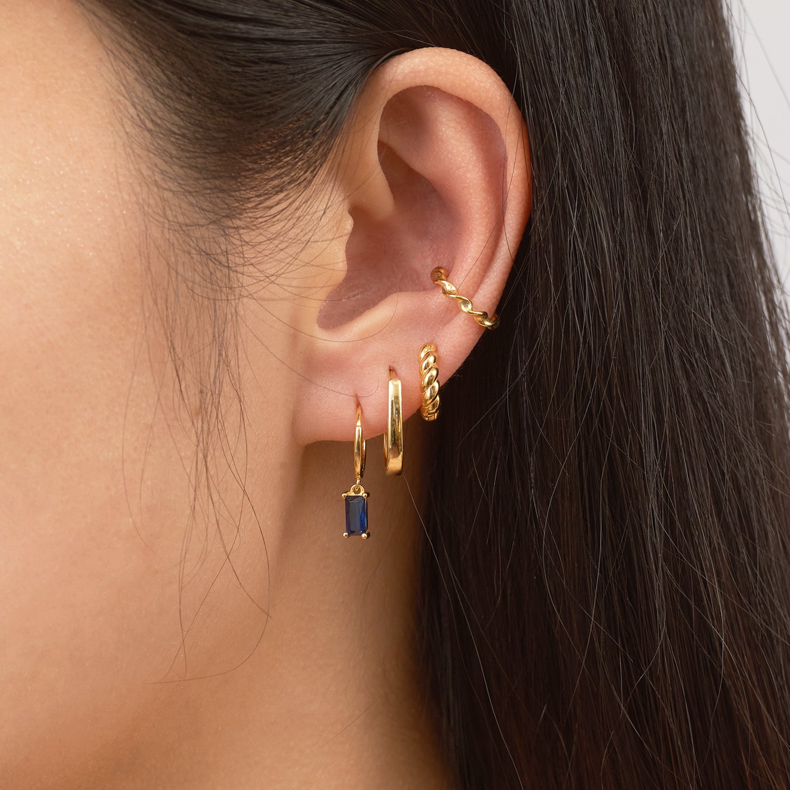 Oval Huggie Gold U Hoops U Shape Horseshoe Shaped Hoop Earrings by Doviana