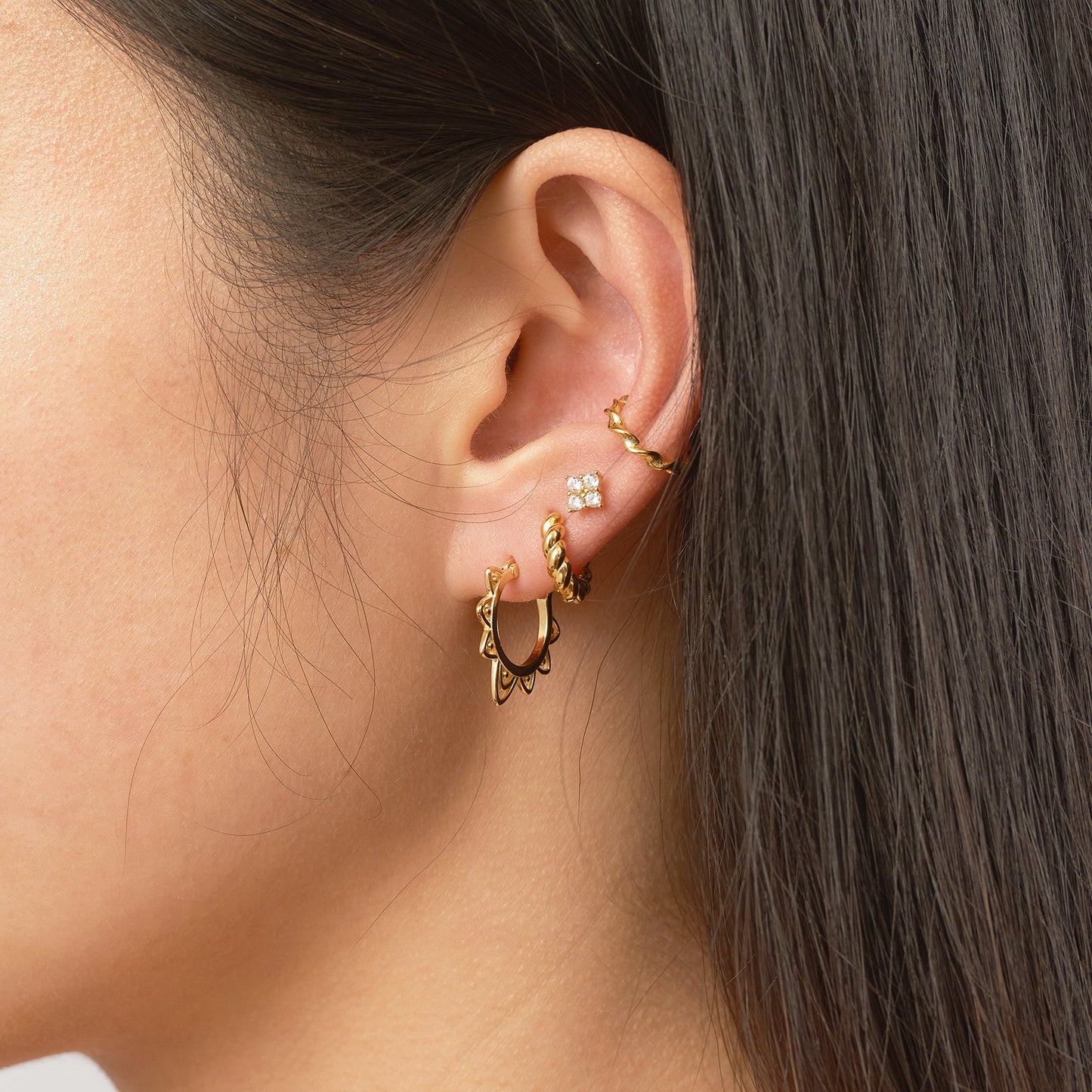 Petite Diamond Gold Mini Square CZ Stud Earrings Rectangle Studs by Doviana