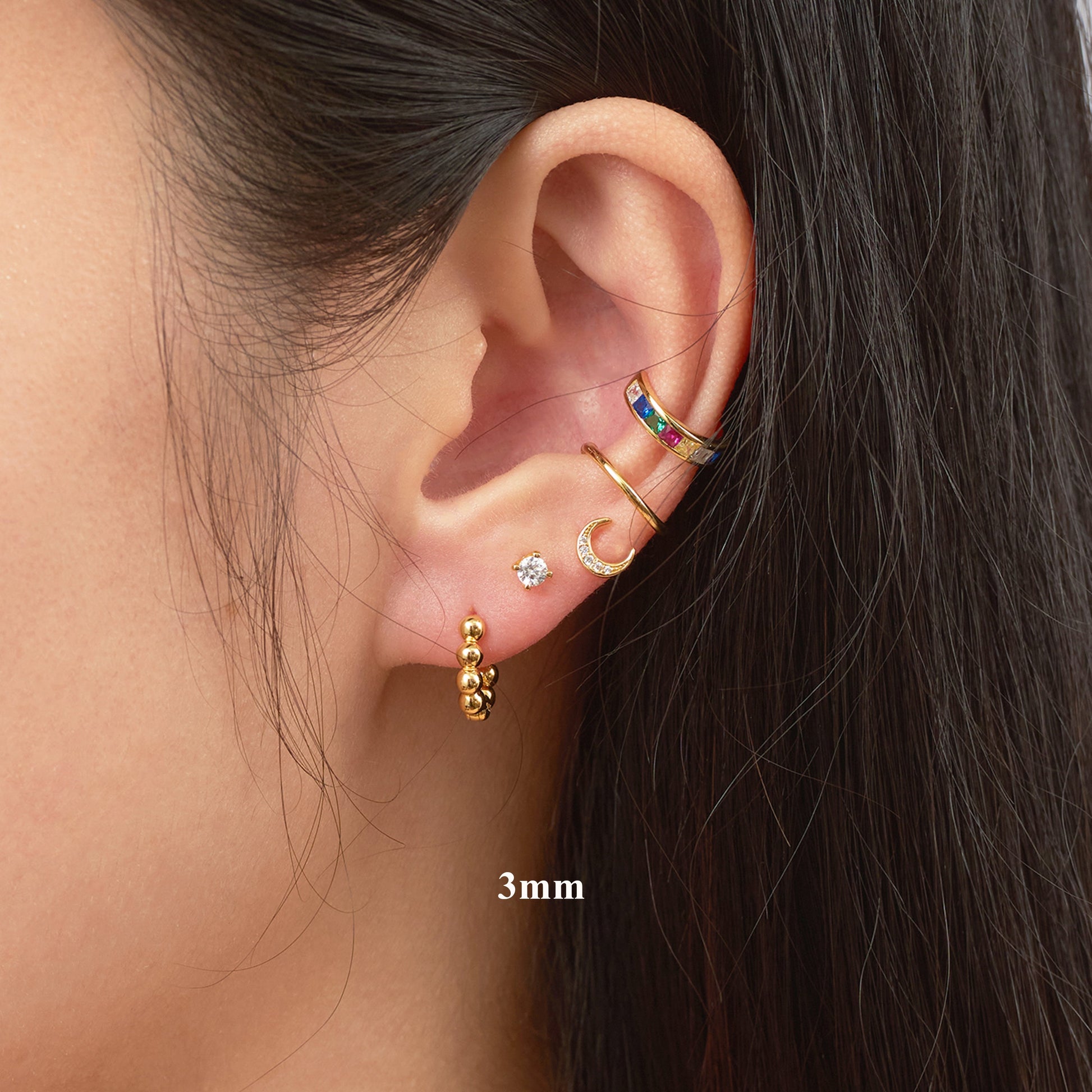 Gold CZ Mini Studs Stacking Ear Party Petite Mini Diamond for Everyday Minimalist by Doviana