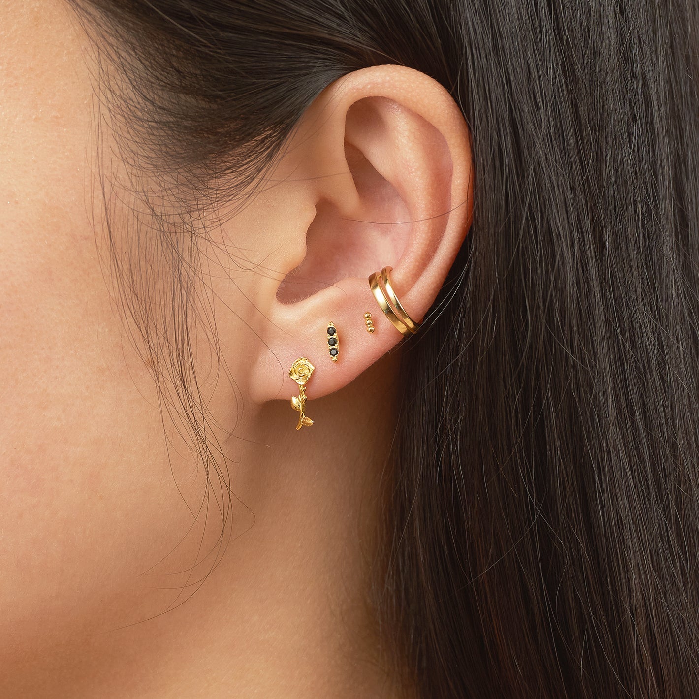 Single Gold Double Layer Ear Cuff Secure Won't Fall Off Affordable Earrings by Doviana