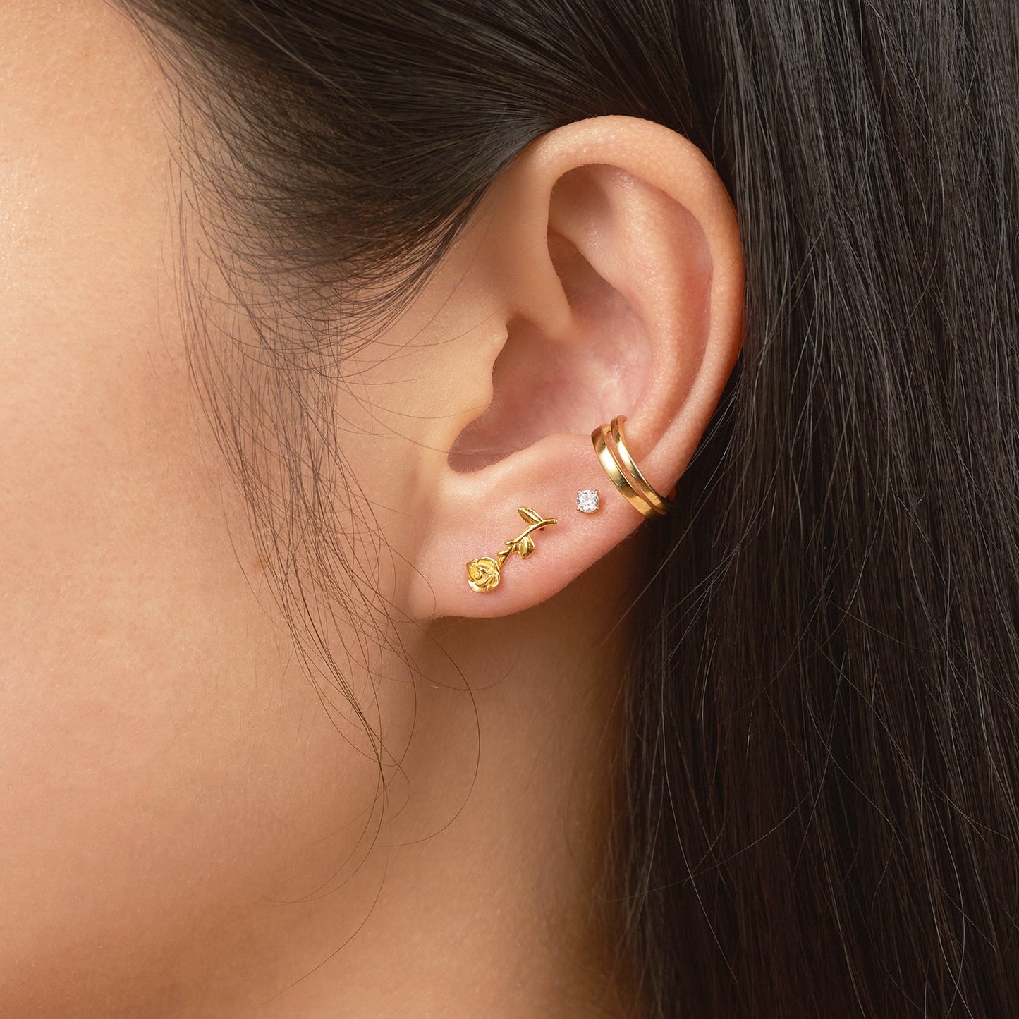Single Gold Double Layer Ear Cuff Secure Won't Fall Off Affordable Earrings by Doviana