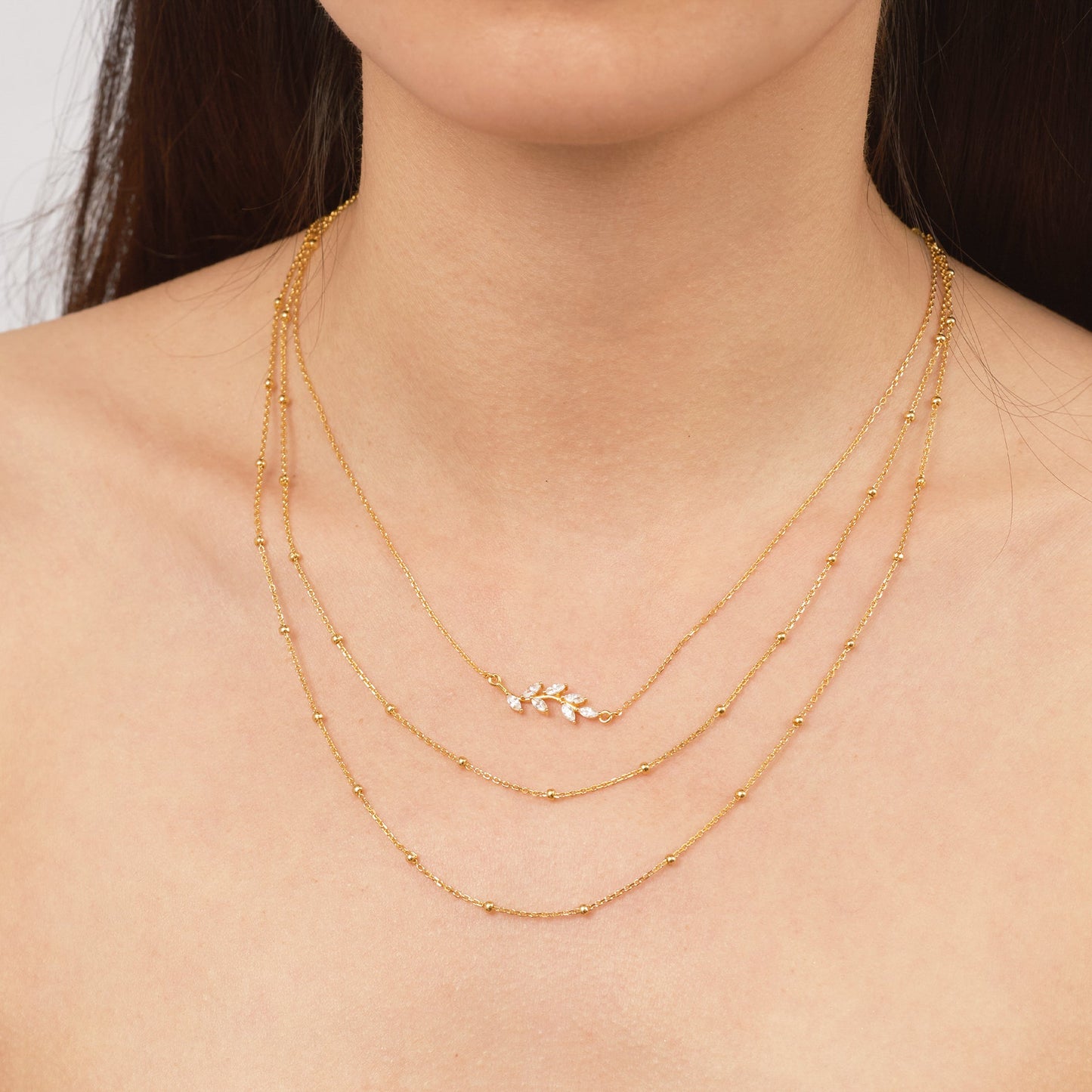 Gold 2 in 1 Double Layered Bead Necklace Set Summer Stacking Pieces by Doviana