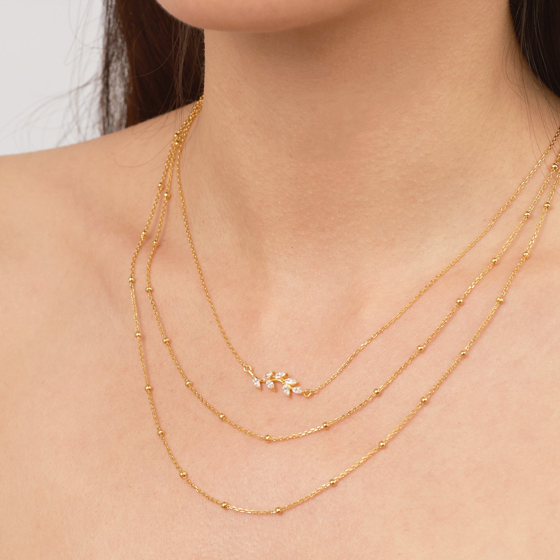 Gold 2 in 1 Double Layered Bead Necklace Set Summer Stacking Pieces by Doviana