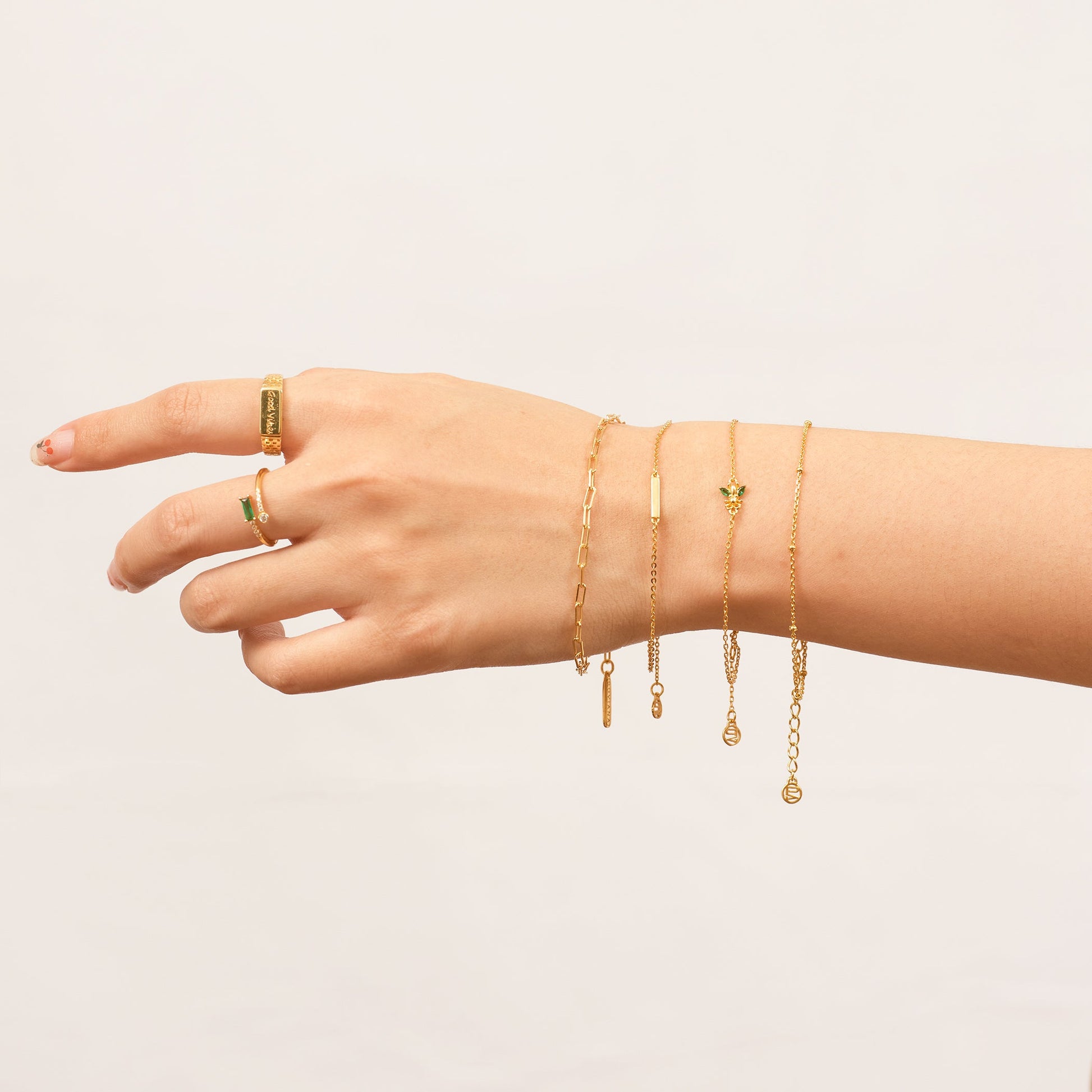 Gold Baby Paperclip Link Chain Bracelet Square Adjustable Chunky Classic by Doviana