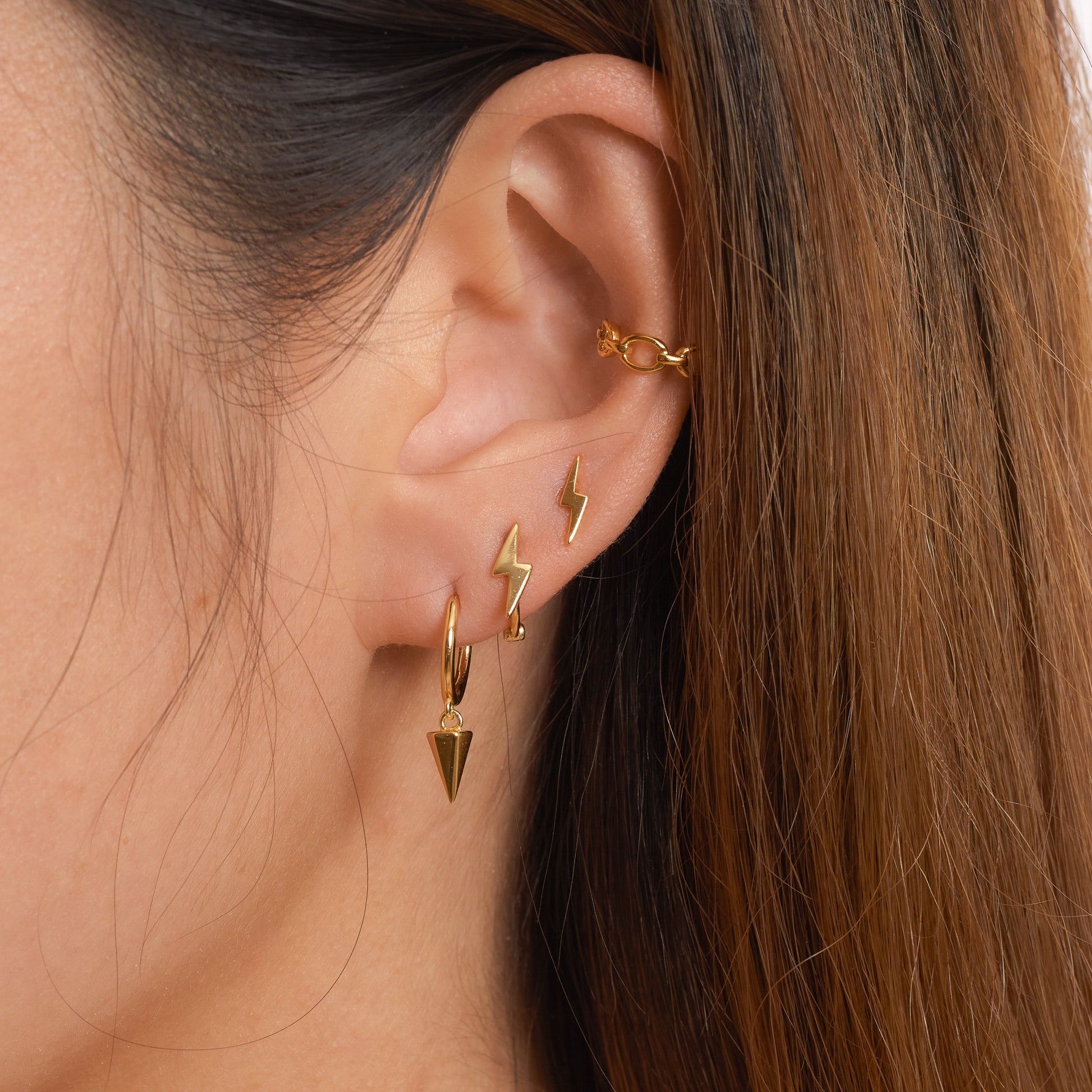 Gothic Spike Hoop Earrings Edgy Sleek Charm Dangle Gold Huggie Hoops by Doviana