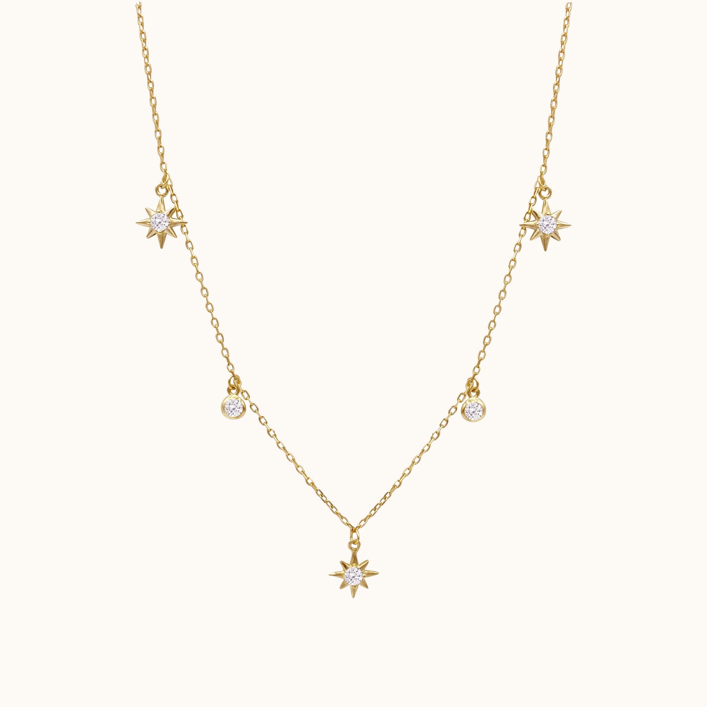 Gold Star Stacking Dangle Layered Celestial Minimal Necklace by Doviana