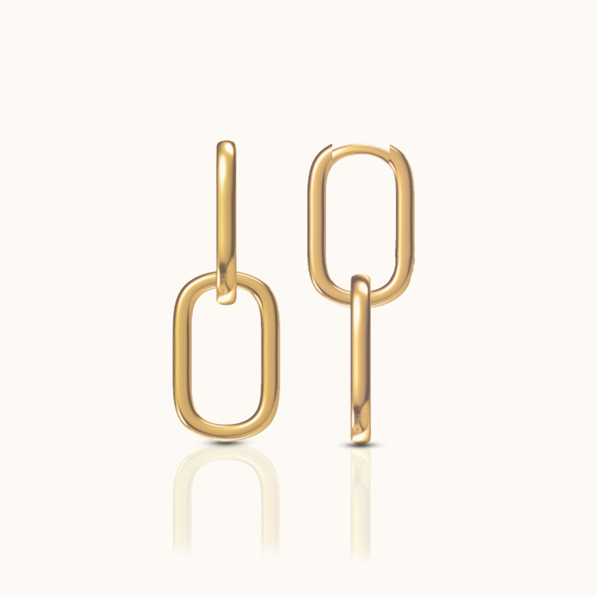 Gold Paperclip Chain Link Drop Dangle Huggie Hoop Earrings Classic Vibe by Doviana