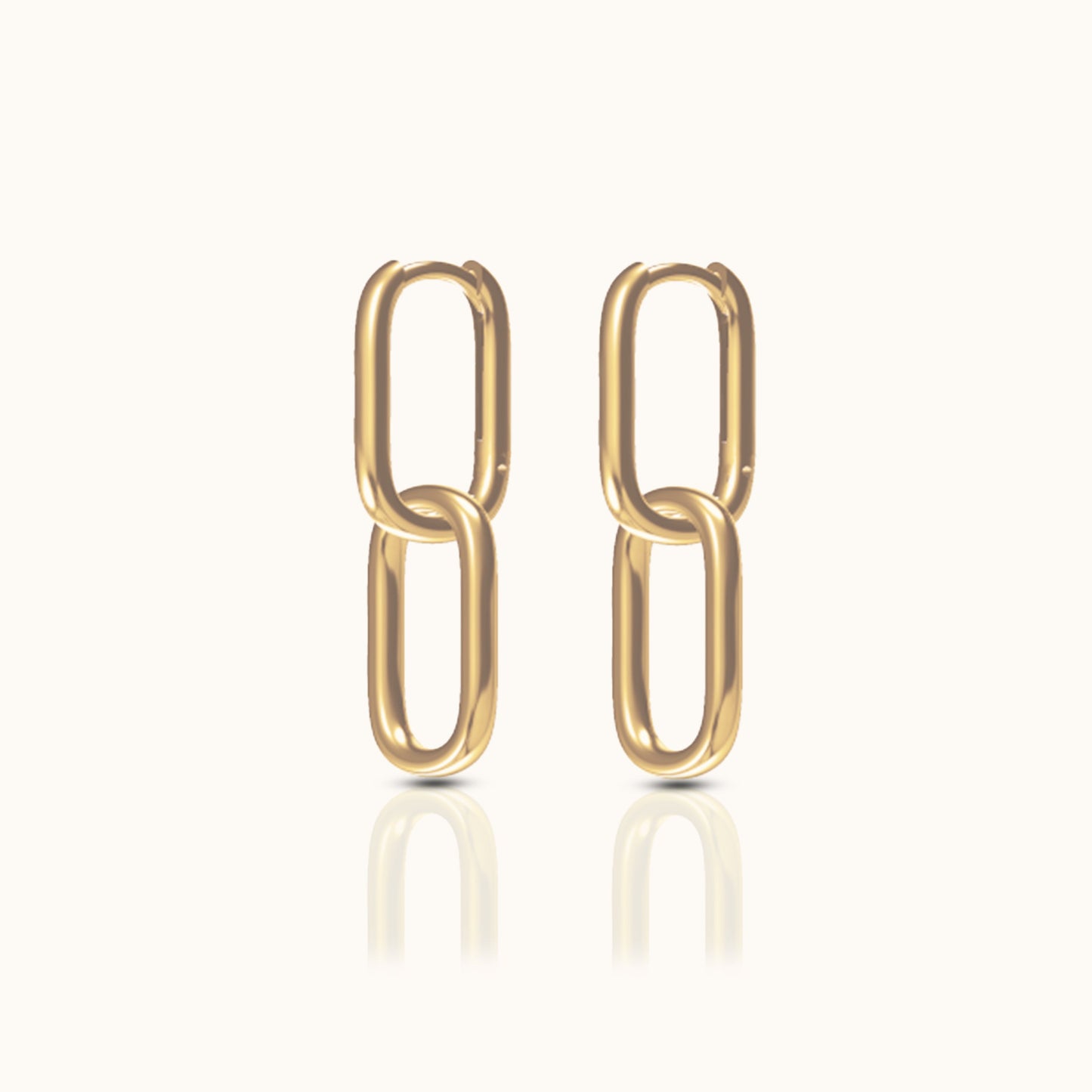 Gold Paperclip Chain Link Drop Dangle Huggie Hoop Earrings Classic Vibe by Doviana