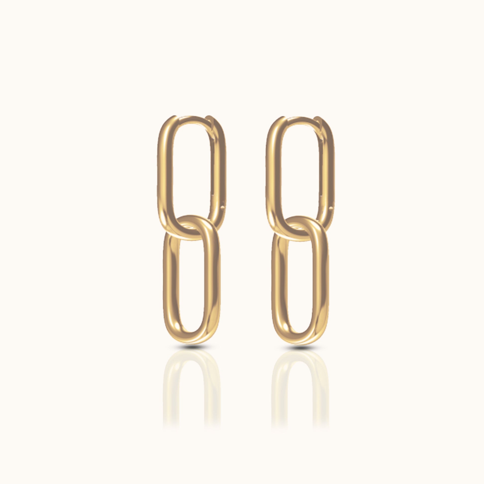 Gold Paperclip Chain Link Drop Dangle Huggie Hoop Earrings Classic Vibe by Doviana