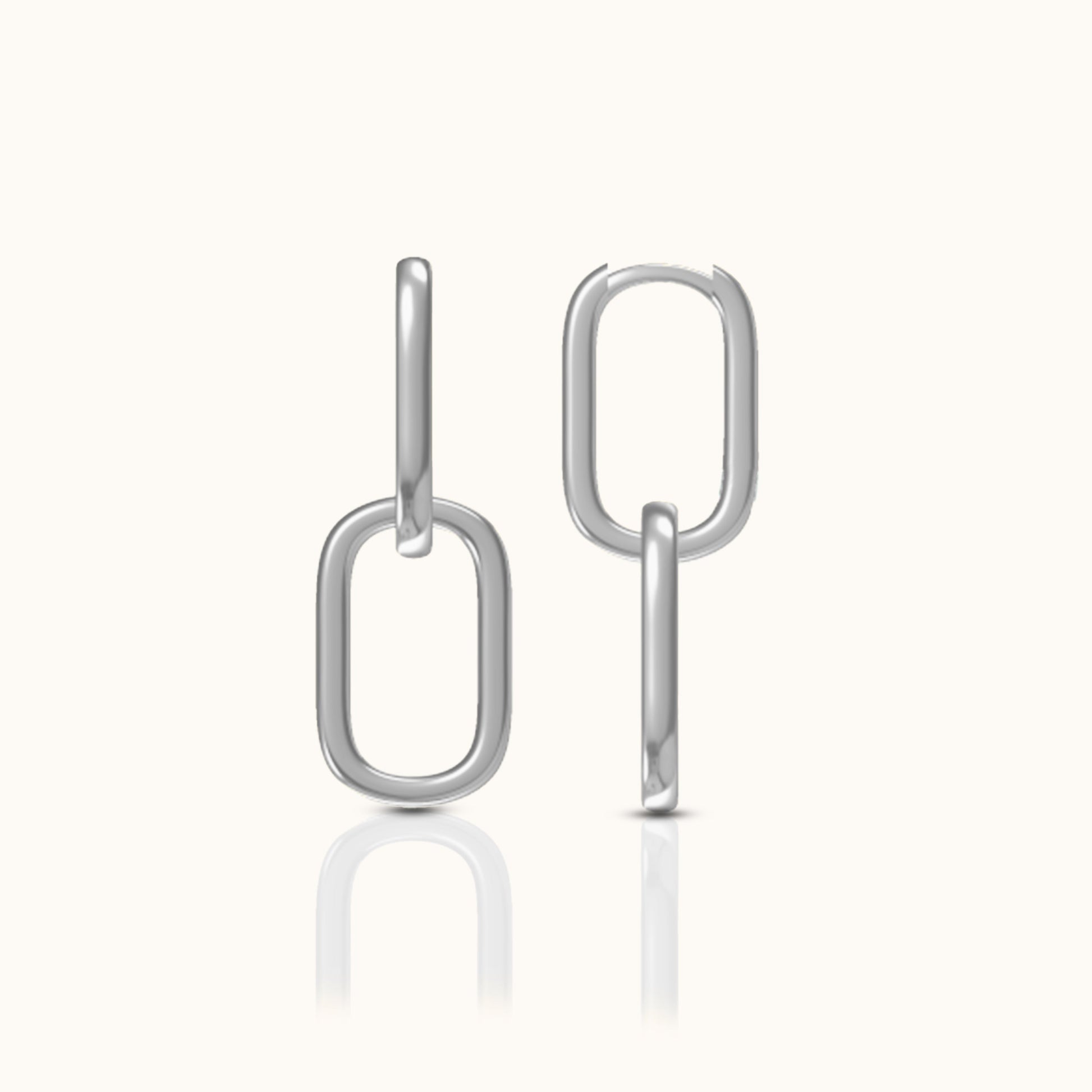 925 Sterling Silver Paperclip Chain Link Drop Dangle Huggie Hoop Earrings Classic Vibe by Doviana