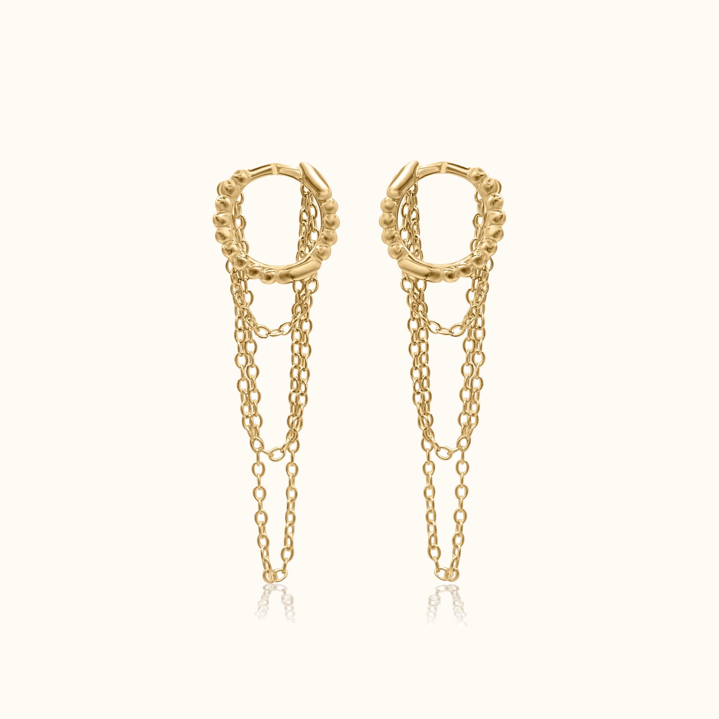 Chain Tassel Huggie Earrings Drop Dangle Gold Silver Hoops by Doviana