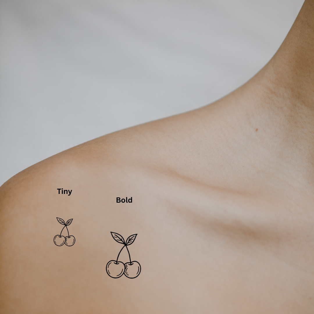 Cherries — A Symbol of Sweetness & Playful Charm by DOVIANA Tattoo Studio (height 0.42‘’)