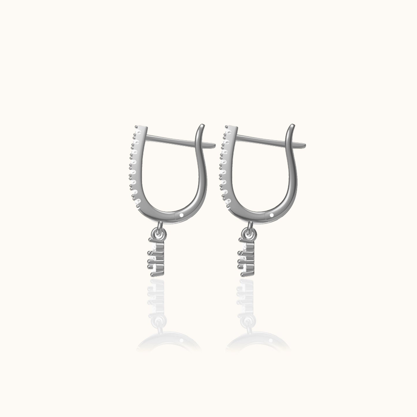 Cherry Blossoms CZ Pave Latch Back Earrings 925 Sterling Silver Floral Charm Dangle Hoops by Doviana