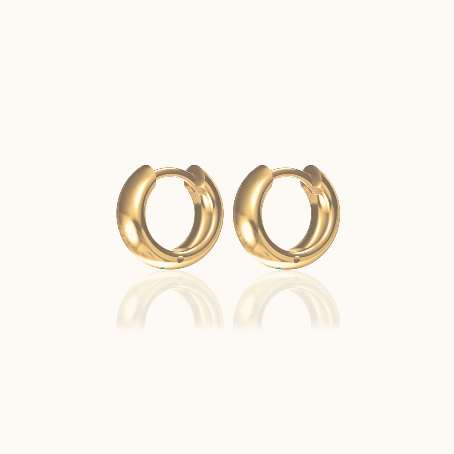 Chunky Hoop Earrings Small Polished Smooth Gold Hinged Tube 18K Gold Plated Huggie Hoops by Doviana