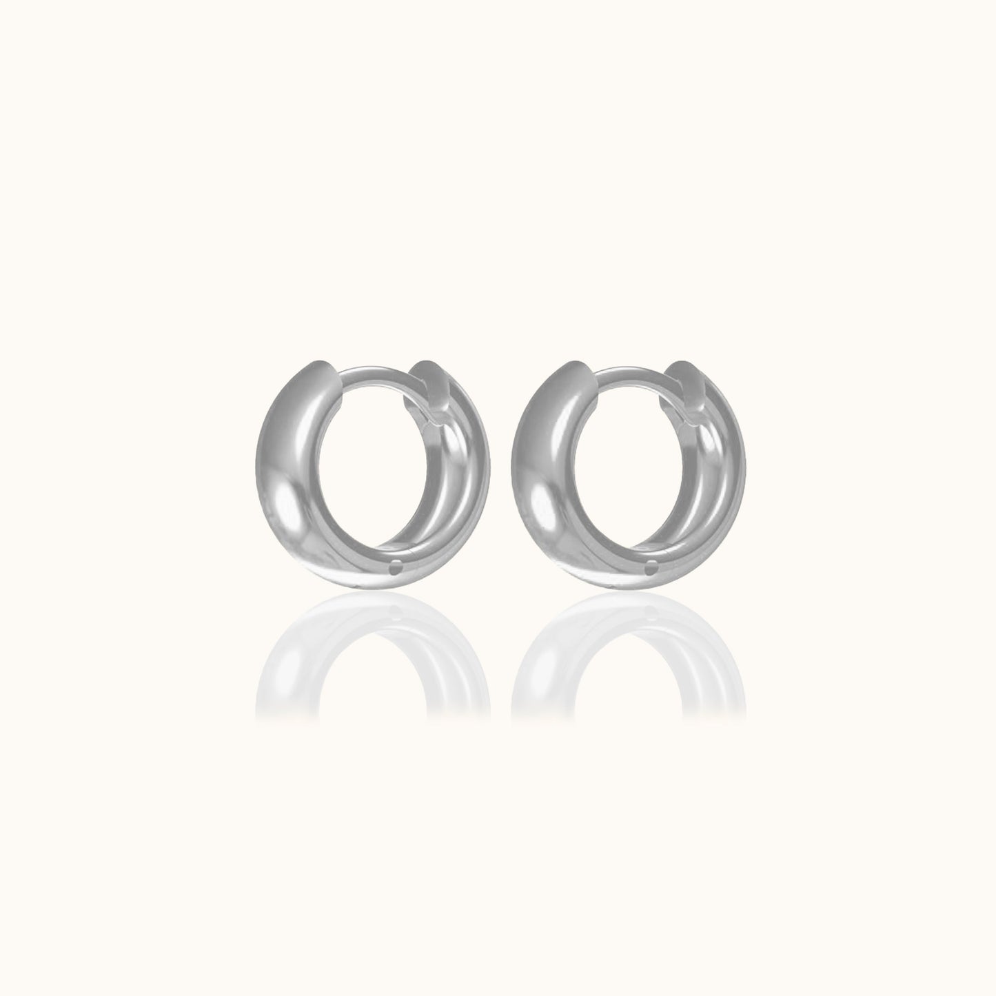 Chunky Hoop Earrings Small Polished Smooth Gold Hinged Tube Sterling Silver Huggie Hoops by Doviana