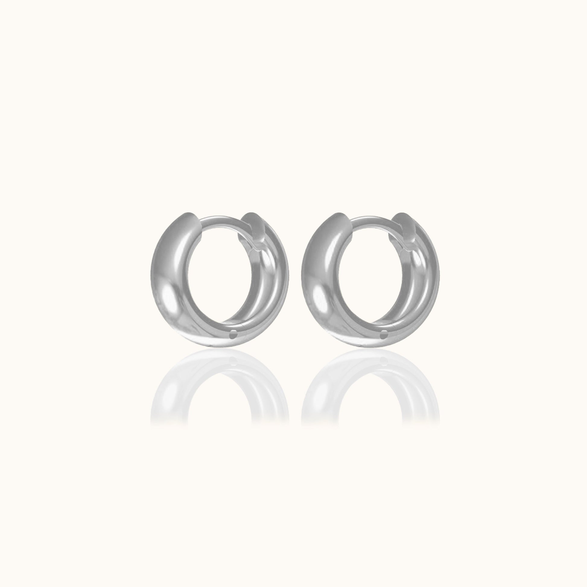Chunky Hoop Earrings Small Polished Smooth Gold Hinged Tube Sterling Silver Huggie Hoops by Doviana
