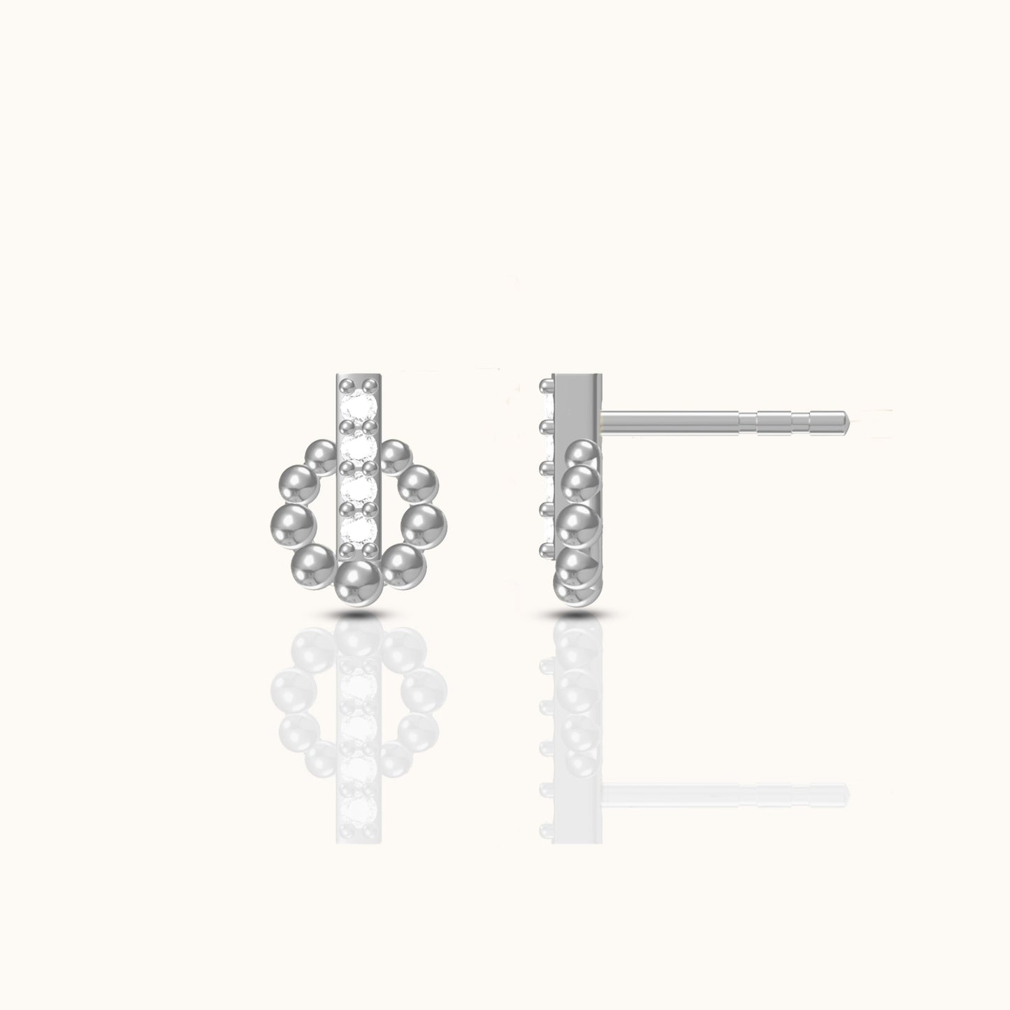 925 Sterling Silver CZ Pave Circle and Bar Stud Earrings Geometric Simple Full Circle Studs by Doviana