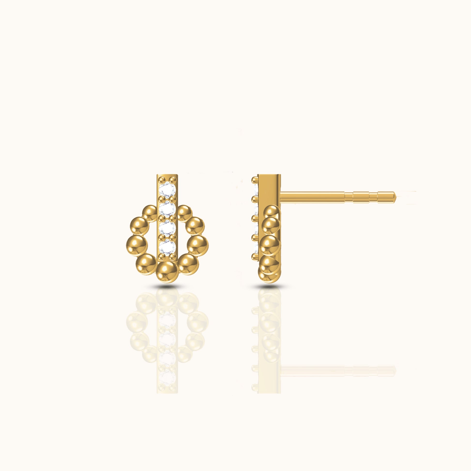 Dainty 18K Gold Plated Circle and Bar Stud Earrings Stacking Studs by Doviana