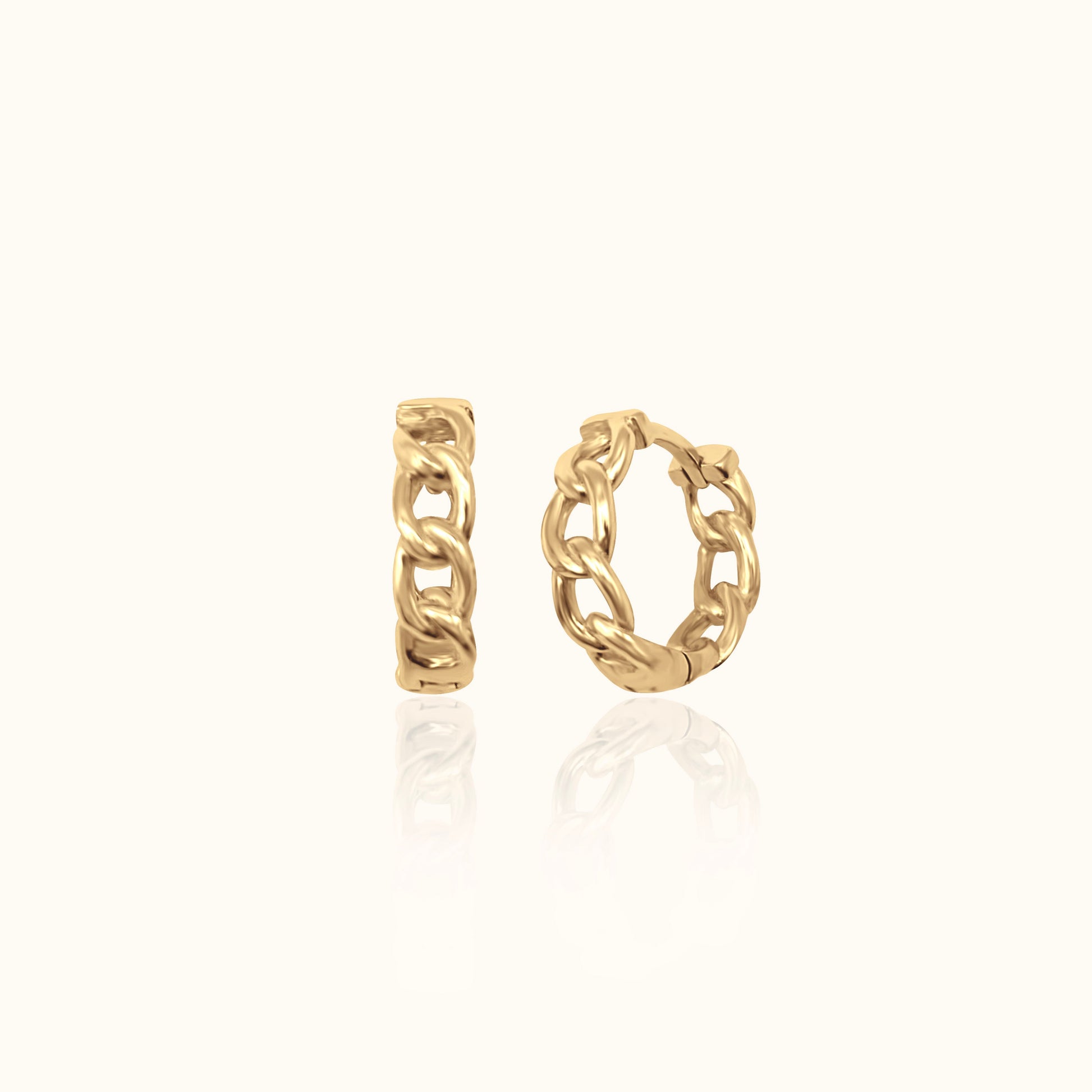 Circular Chain Hoop Earrings Curb Link Geometry Gold Cuban Huggie Hoops by Doviana