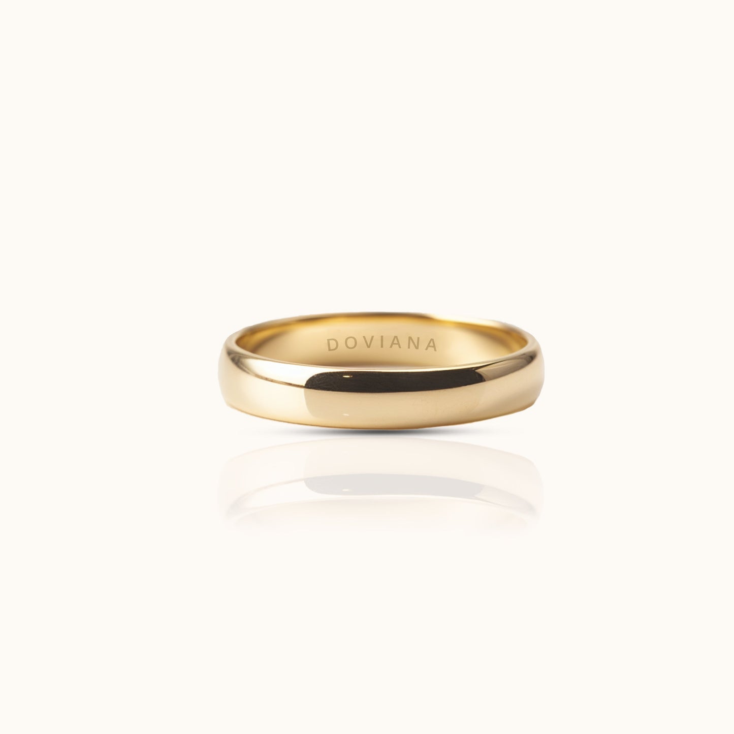 Classic 4mm Band Titanium PVD Gold Waterproof Nontarnish Thin Wedding Band Ring by Doviana