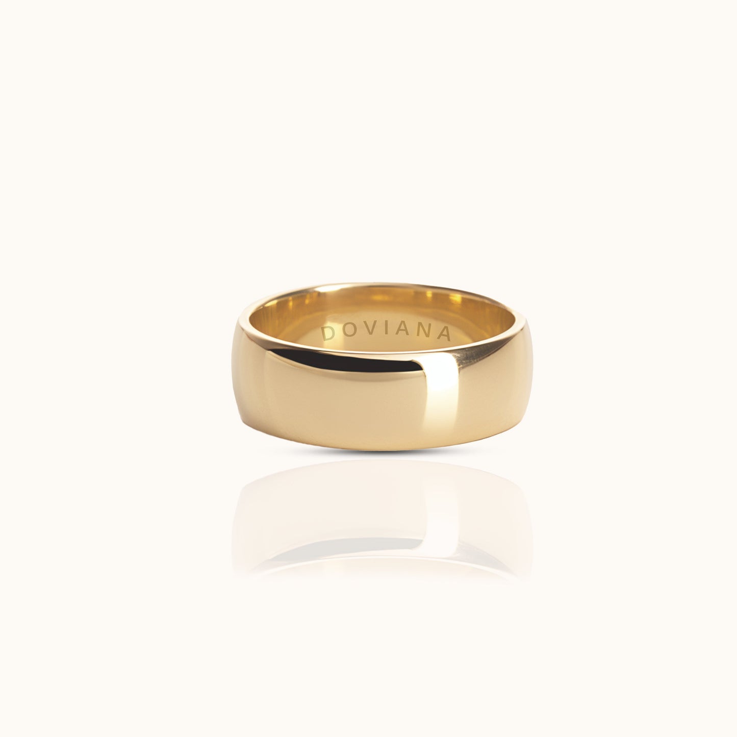 Classic 8mm Band Titanium PVD Gold Waterproof Nontarnish Wedding Band Ring by Doviana
