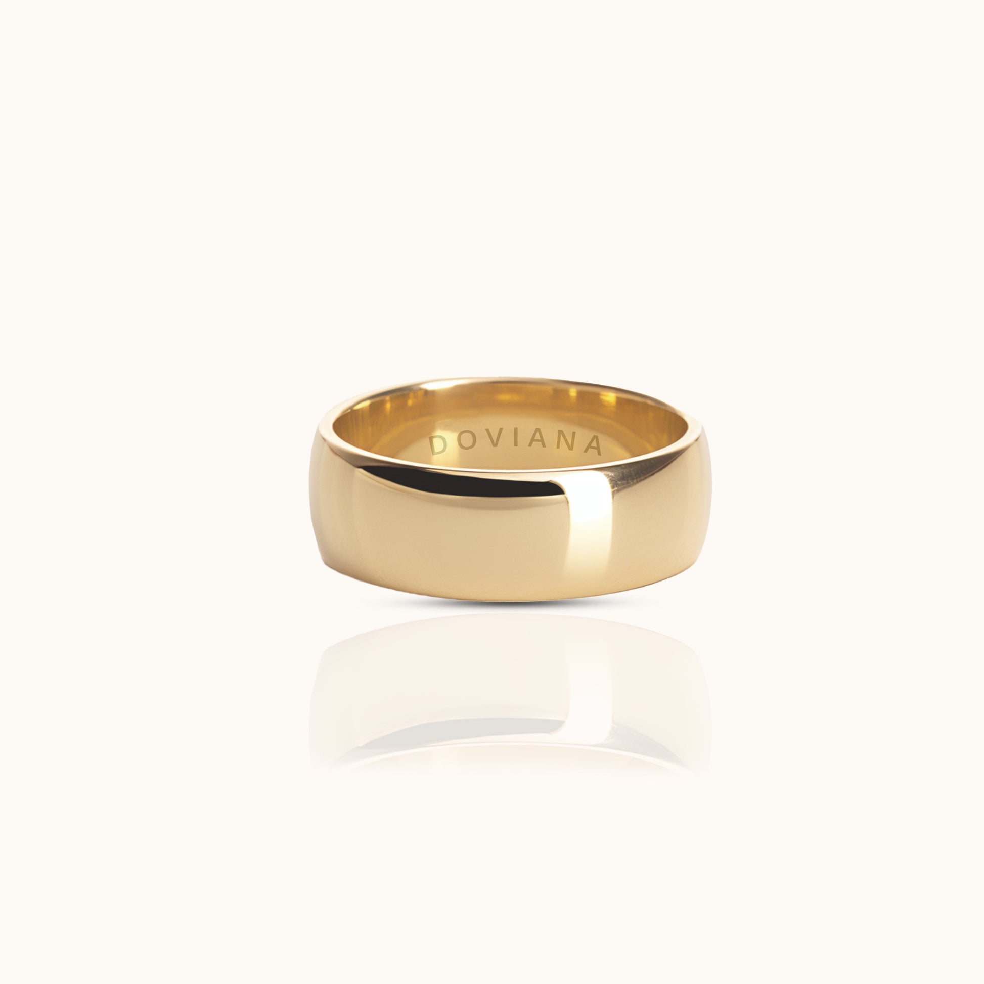 Classic 8mm Band Titanium PVD Gold Waterproof Nontarnish Wedding Band Ring by Doviana