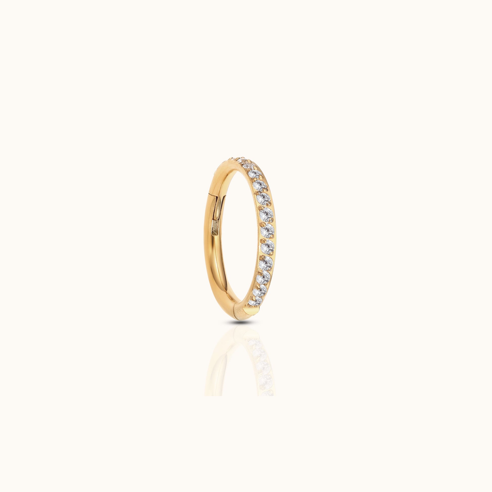 Classic CZ Clicker 6mm Titanium PVD Gold Hinged Nap Hoop Earring by Doviana