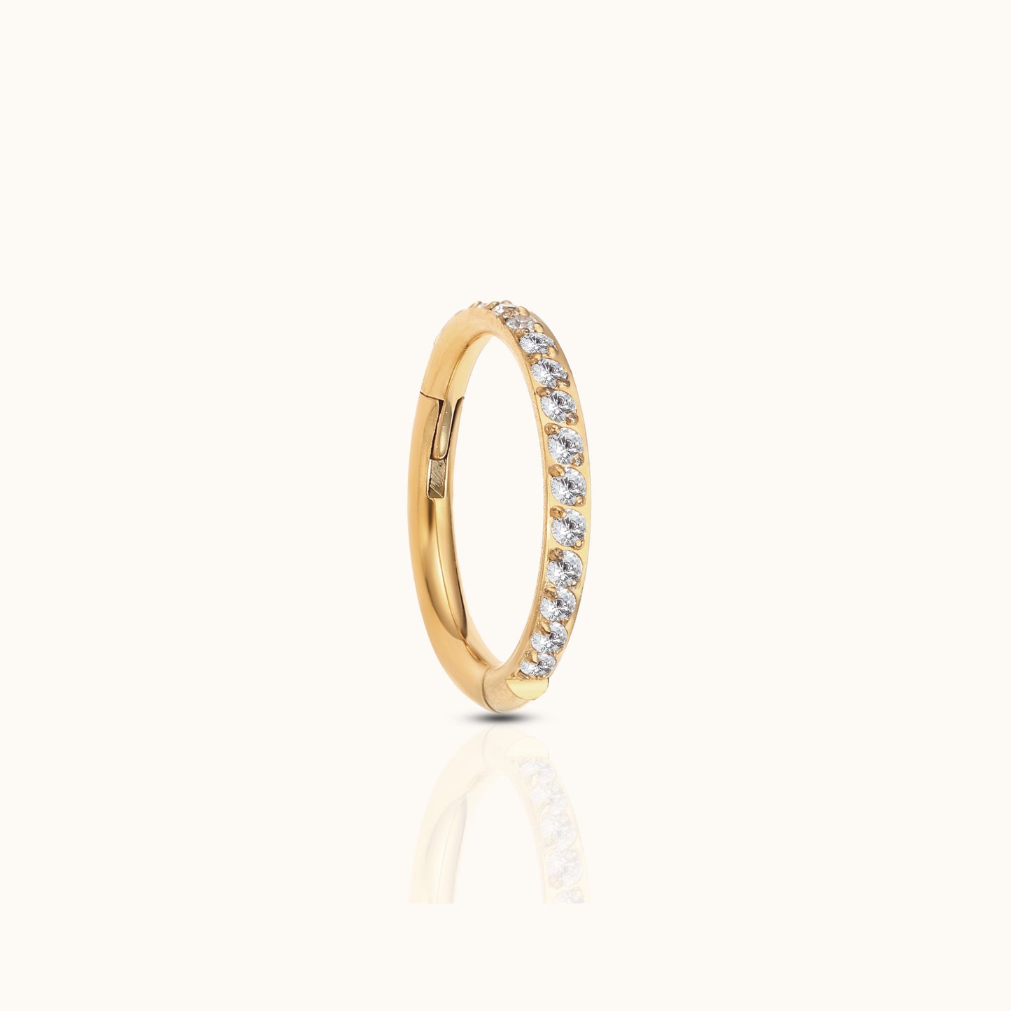 Classic CZ Clicker Titanium PVD Gold Hinged Nap Hoop Earring by Doviana