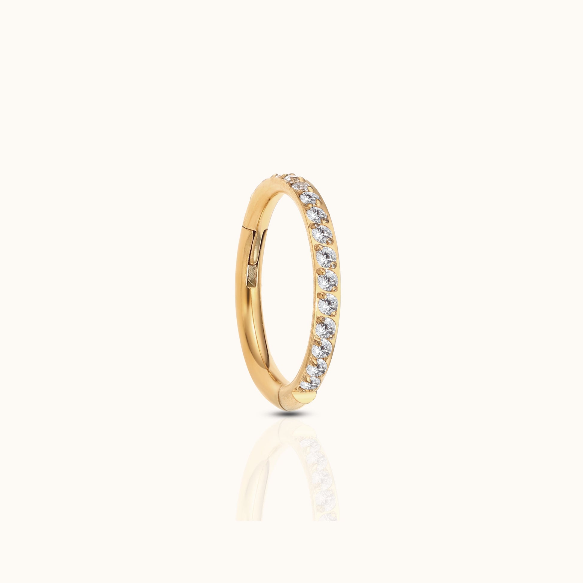 Classic CZ Clicker Titanium PVD Gold Hinged Nap Hoop Earring by Doviana