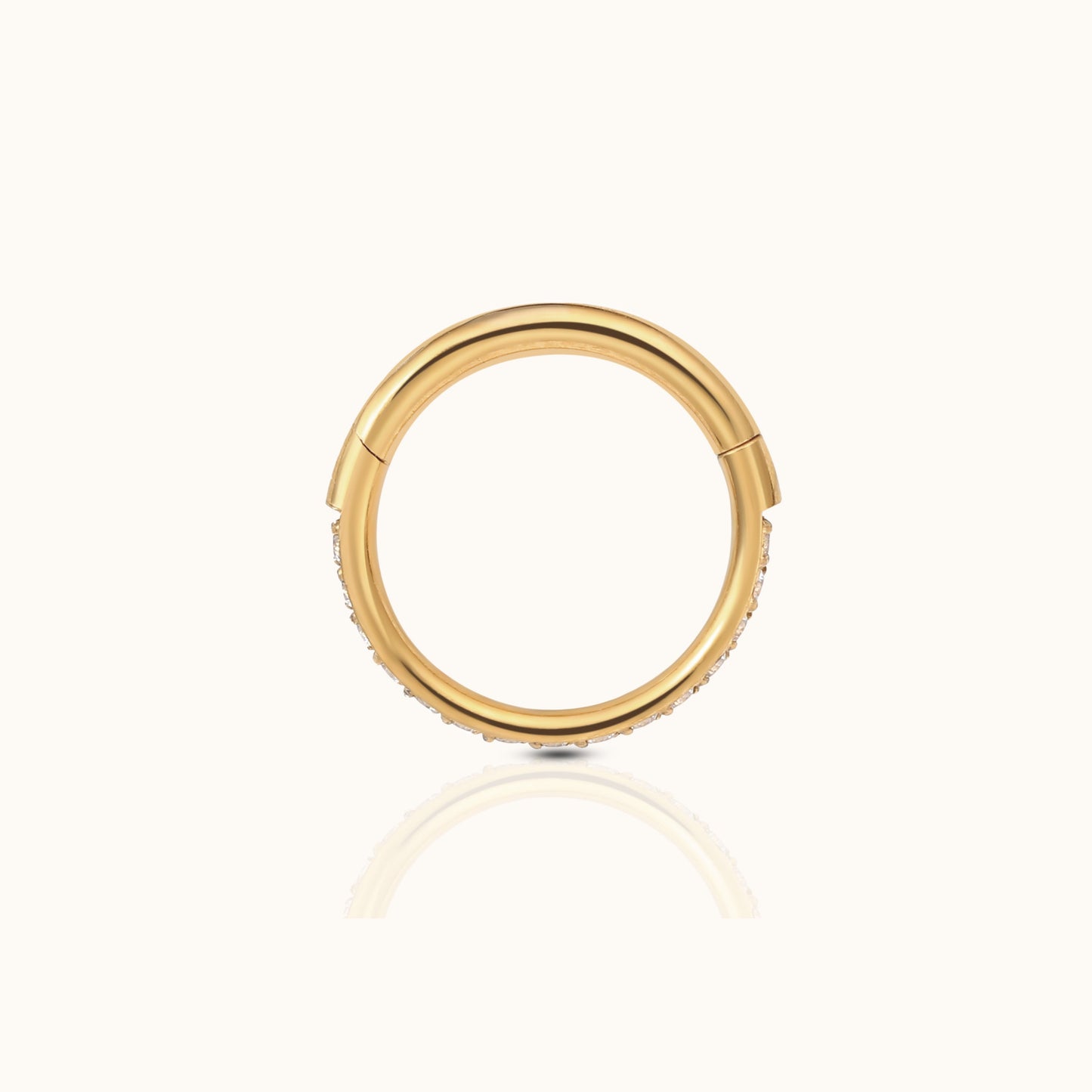 Classic CZ Clicker Titanium PVD Gold Hinged Nap Hoop Earring