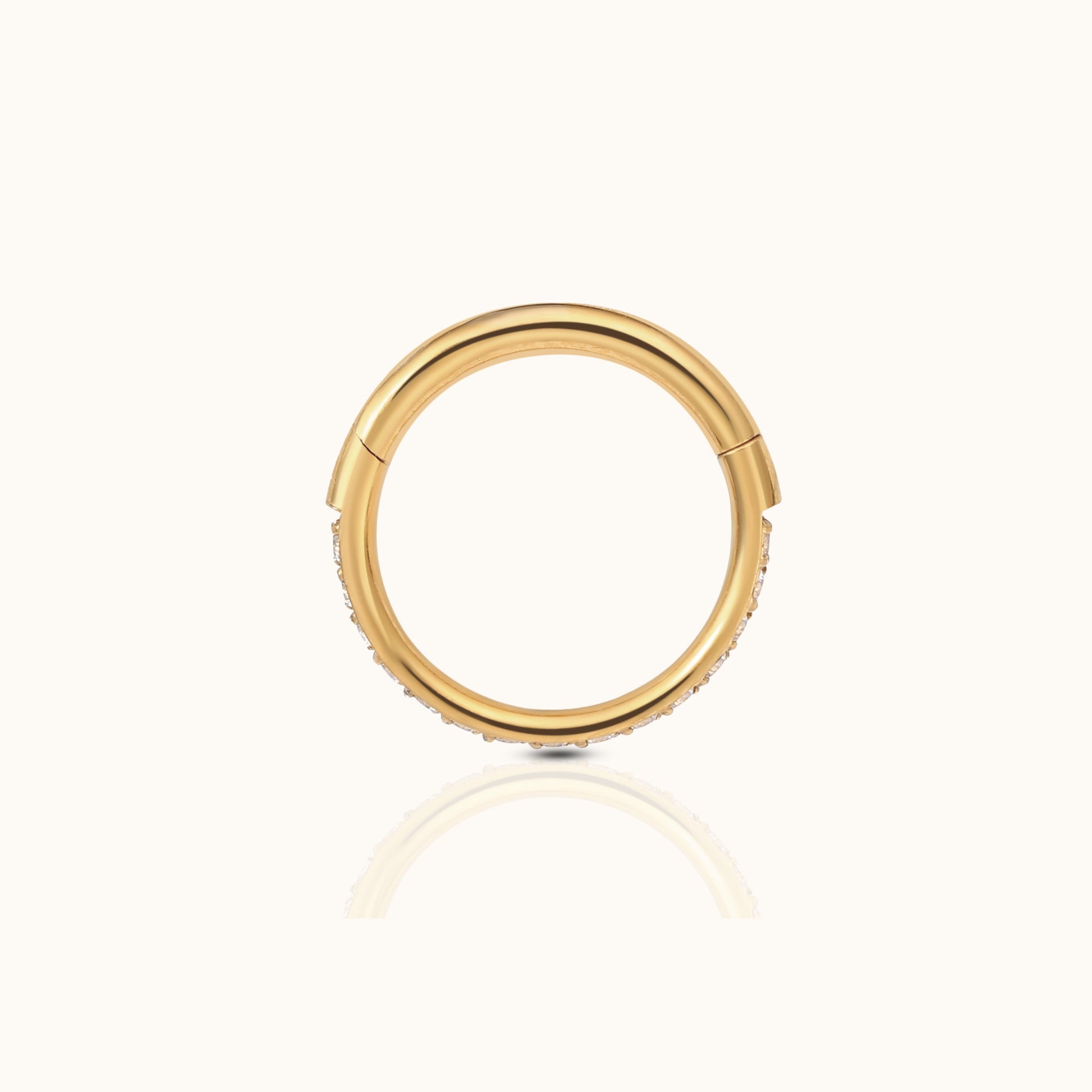 Classic CZ Clicker Titanium PVD Gold Hinged Nap Hoop Earring