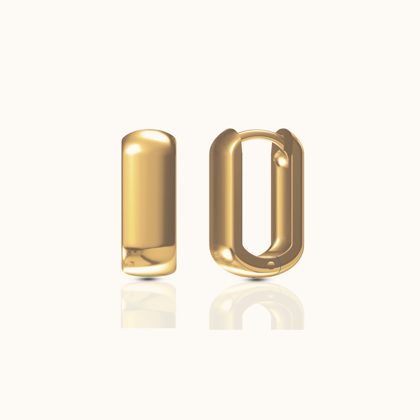 Gold Classic Rectangle Chunky Square Hoop Earrings by Doviana