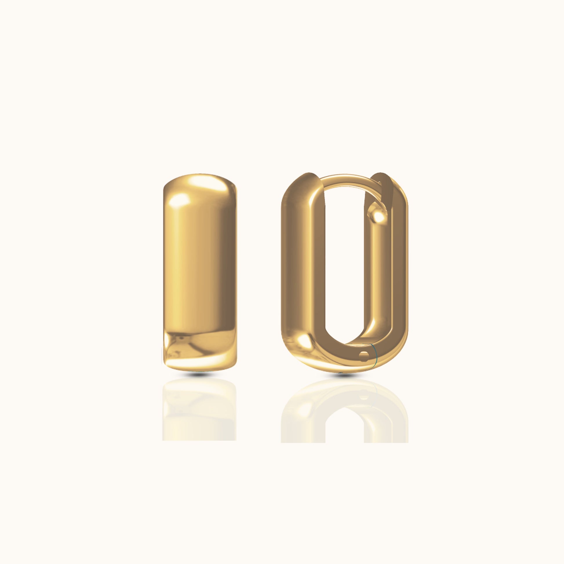 Gold Classic Rectangle Chunky Square Hoop Earrings by Doviana
