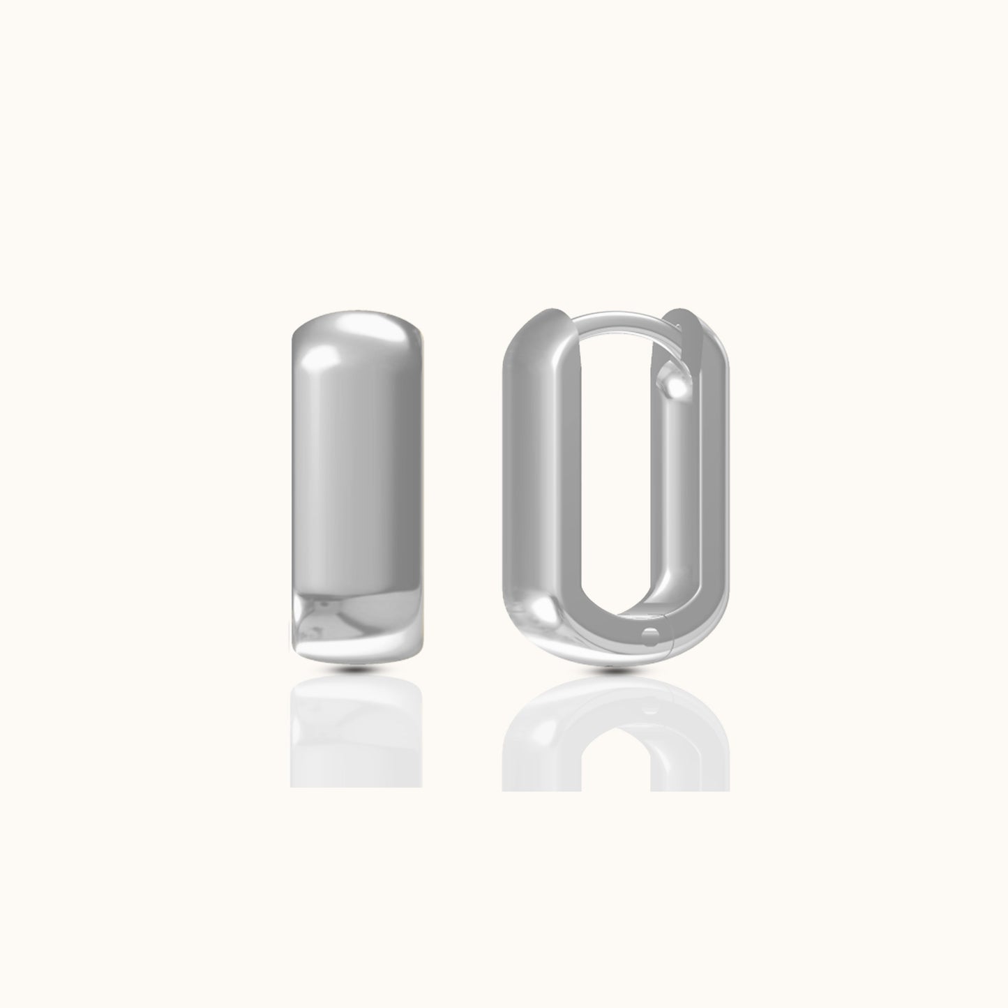 925 Sterling Silver Classic Rectangle Chunky Square Hoop Earrings by Doviana