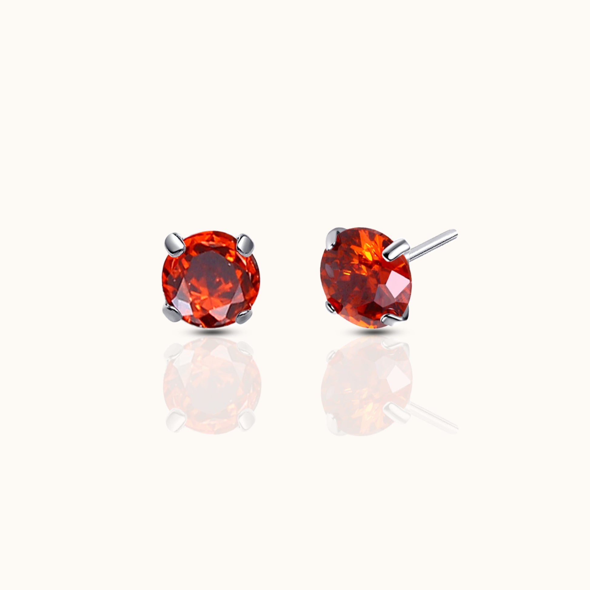 Classic Ruby CZ 3mm Threadless Labret Titanium Flat Back Nap Earring by Doviana