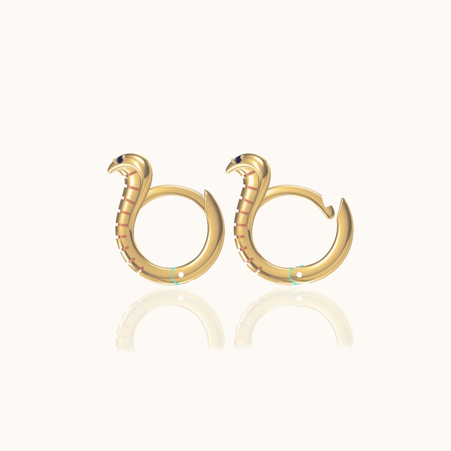 Cobra Hoop Earrings Serpent Animal Gold Snake Huggie Hoops with Black Eye by Doviana