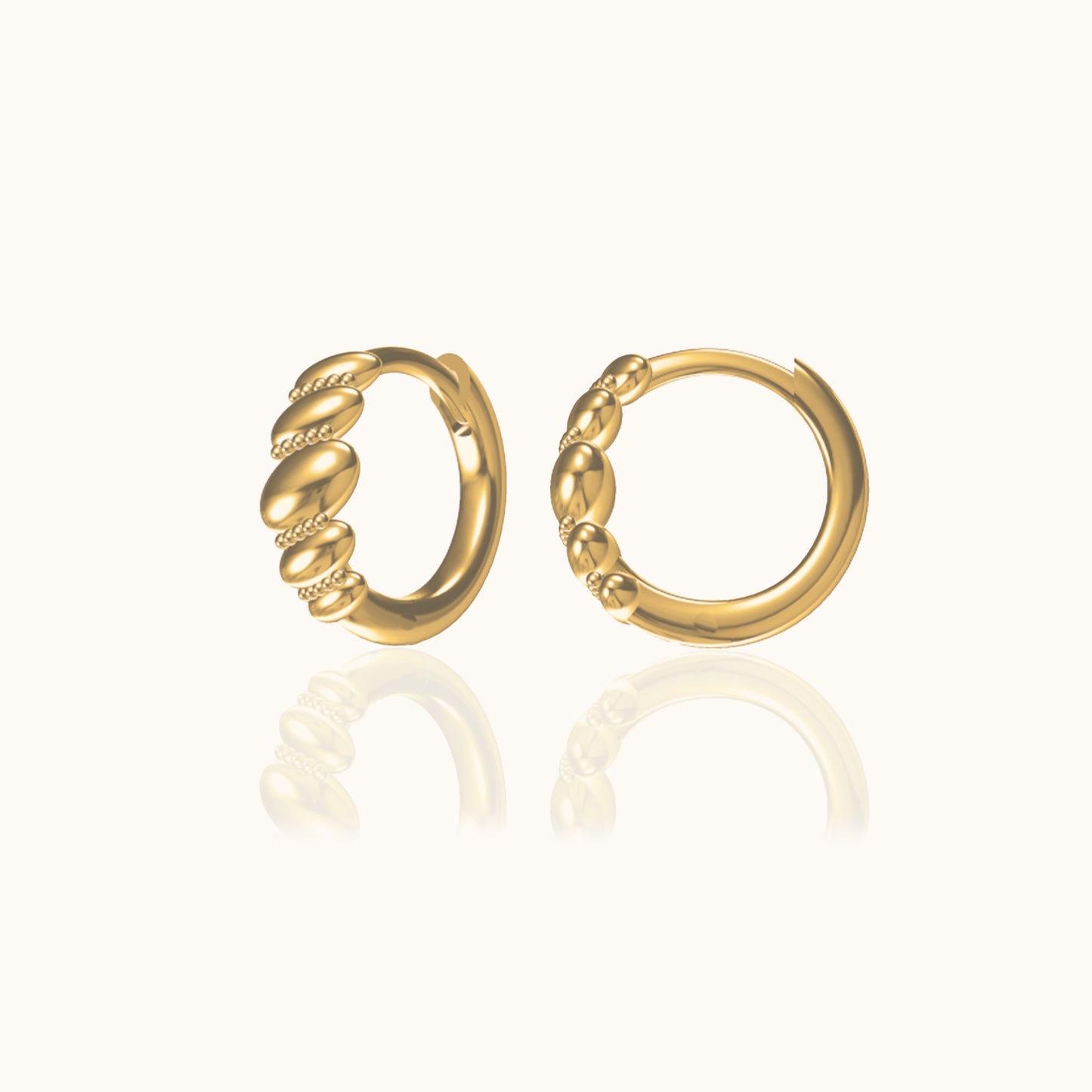 Croissant Hoop Earrings Gold Petite Twisted Bold Rope Lightweight Huggie Hoops by Doviana