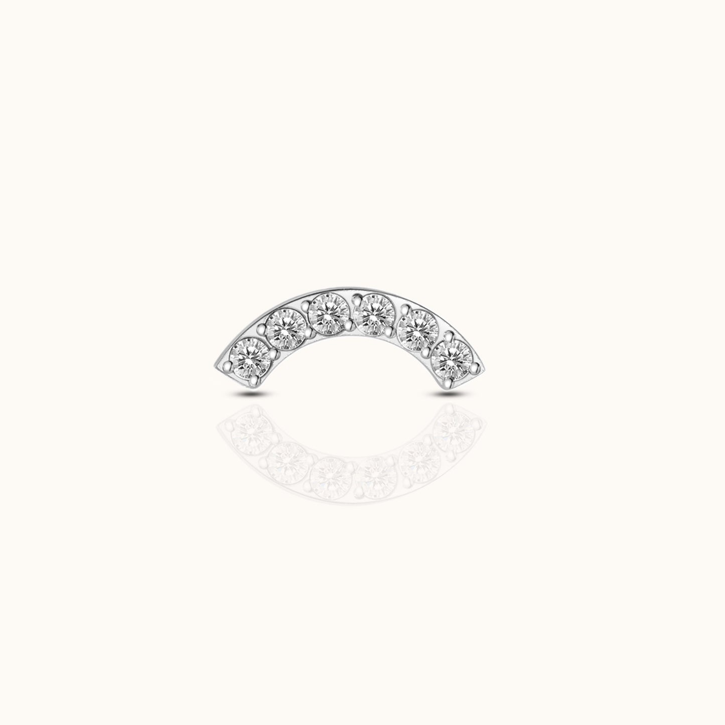 Smiley Curved Bridge White CZ Threadless Labret Titanium Flat Back Nap Earring by Doviana