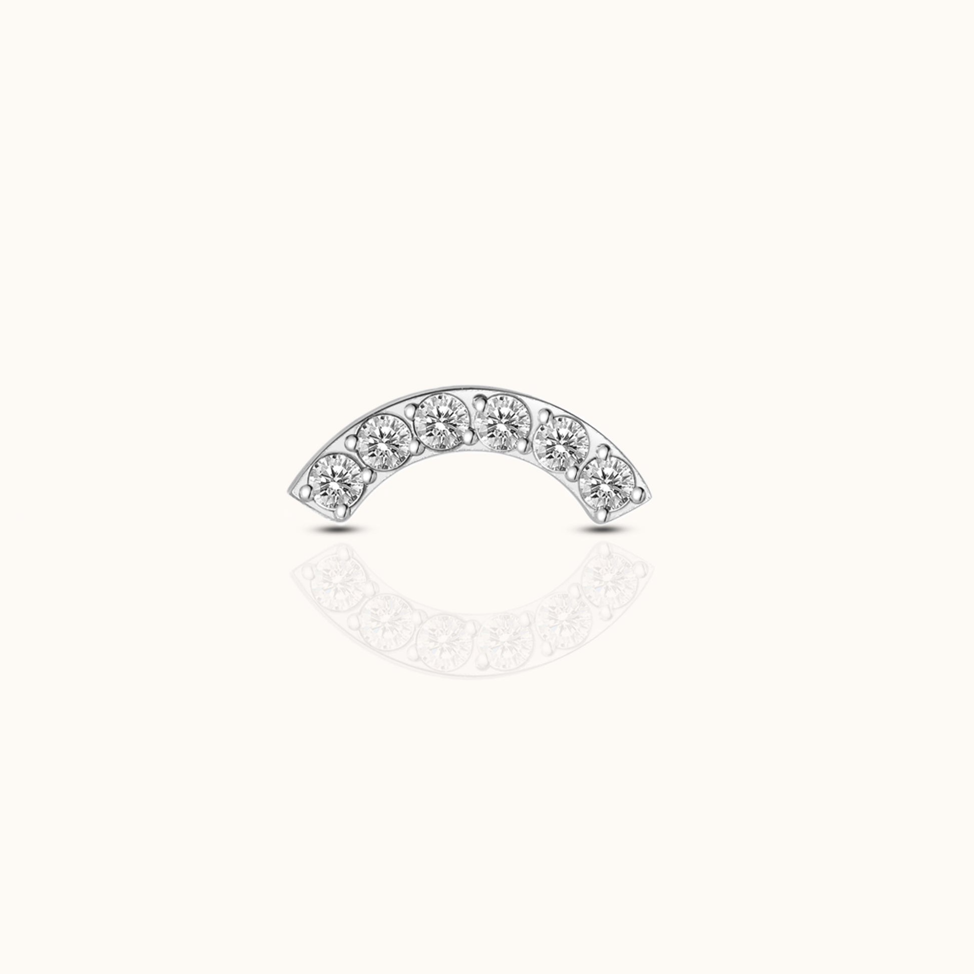 Smiley Curved Bridge White CZ Threadless Labret Titanium Flat Back Nap Earring by Doviana
