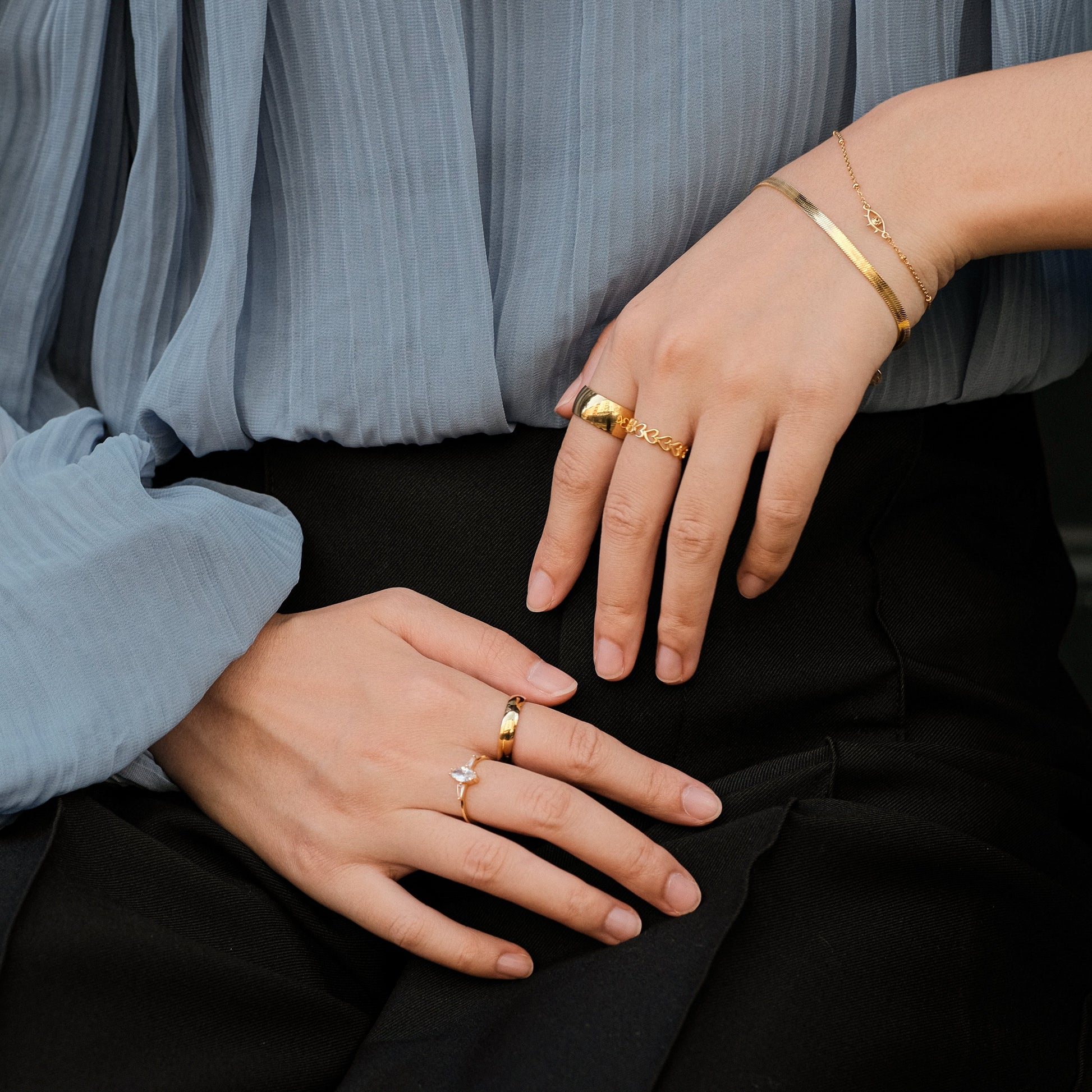 Gold Band Infinity Love Valentine Lovers Stacking Hollow Heart Ring by Doviana