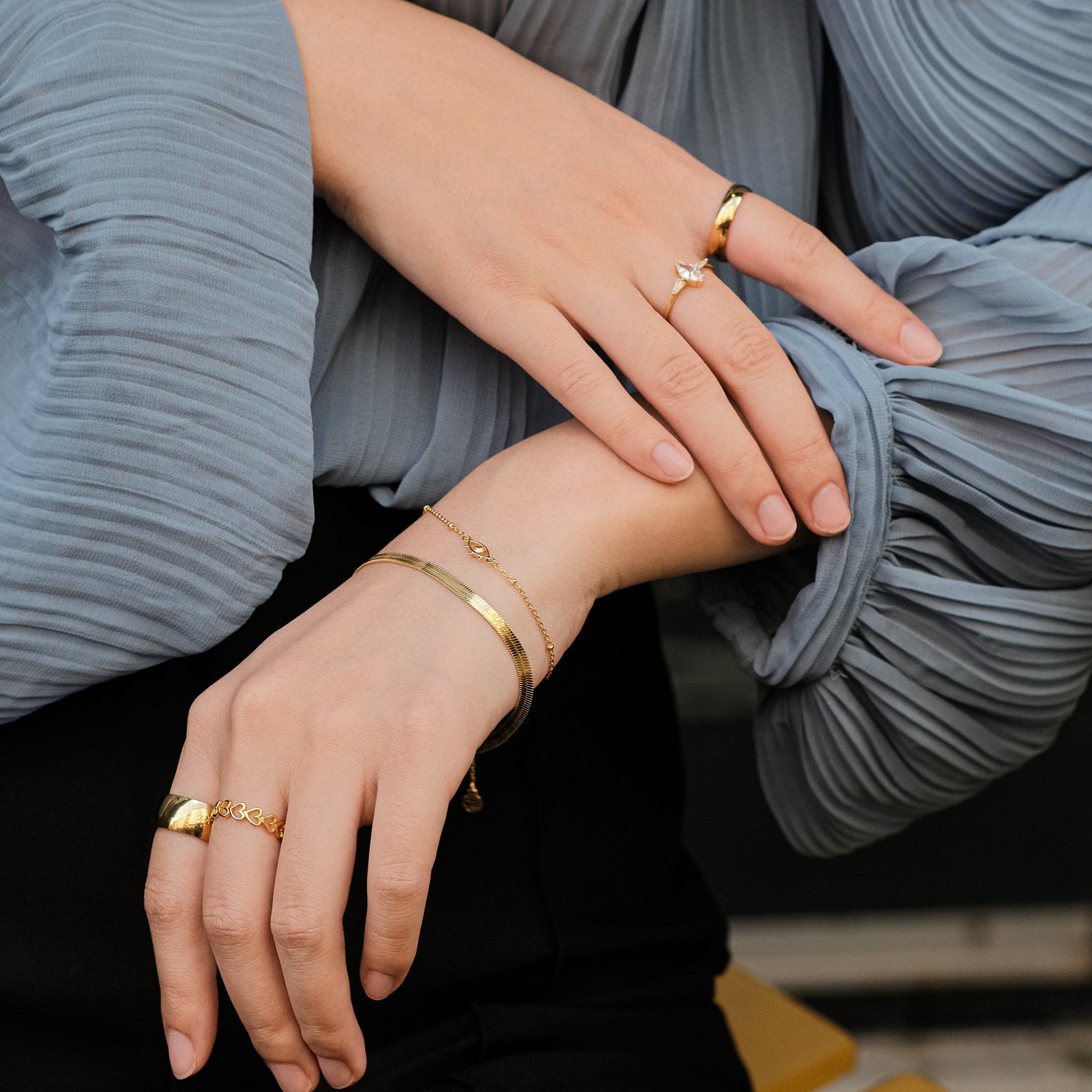 Gold Band Infinity Love Valentine Lovers Stacking Hollow Heart Ring by Doviana
