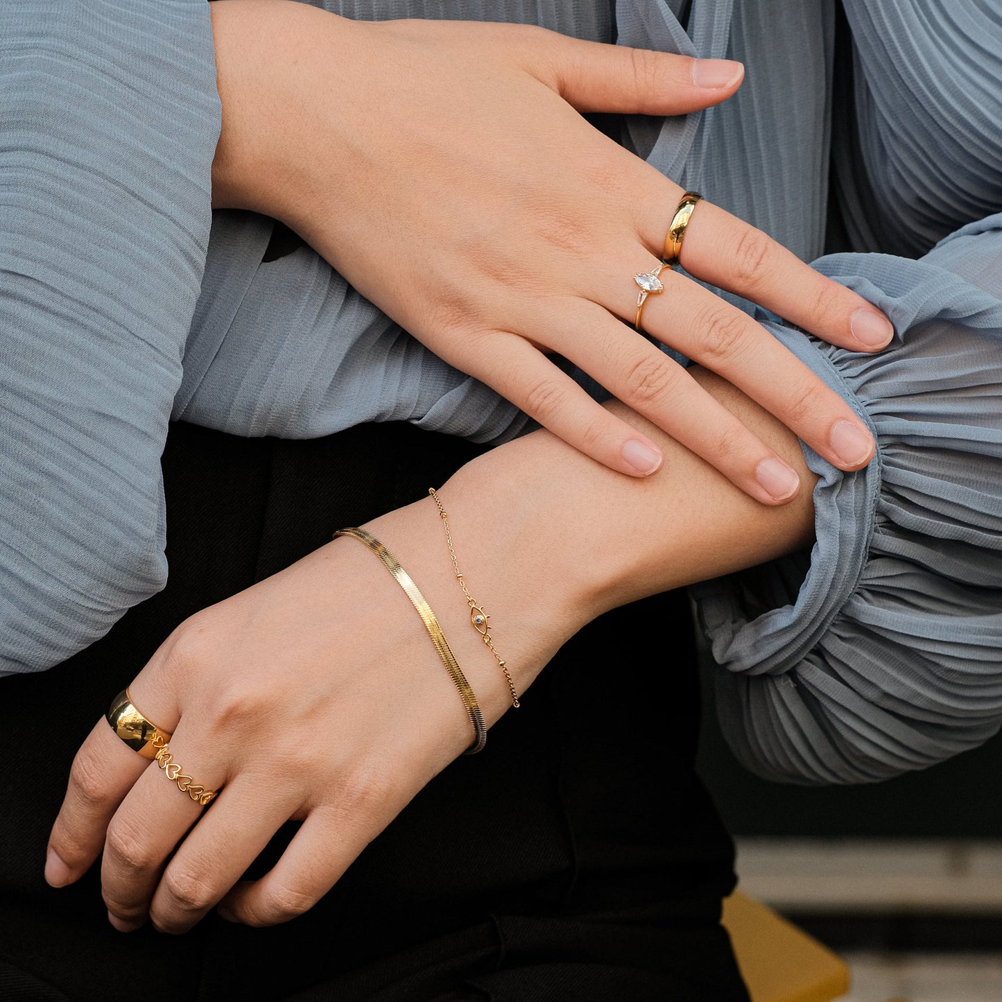 Gold Band Infinity Love Valentine Lovers Stacking Hollow Heart Ring by Doviana
